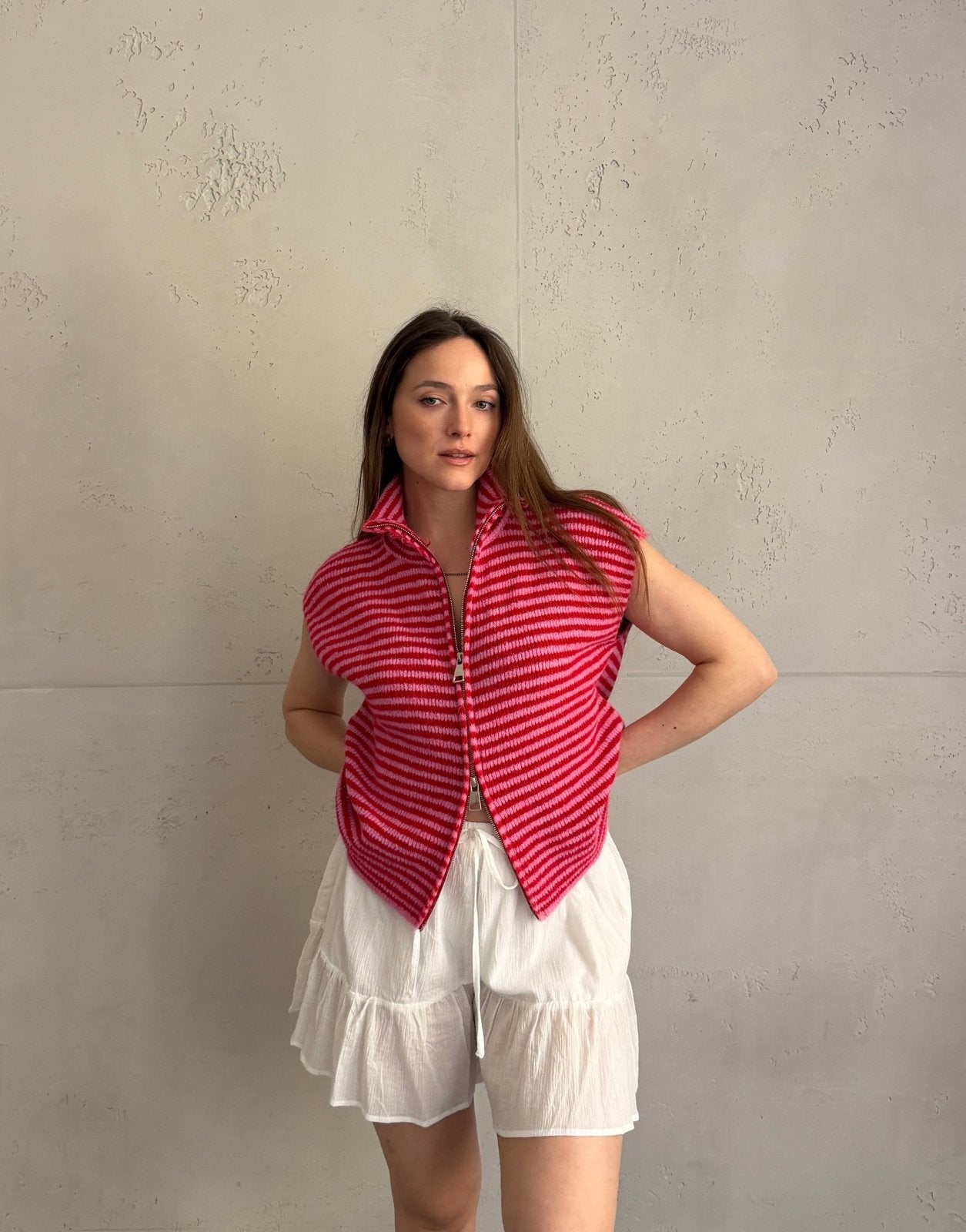 Gestreifter Zip - Pullunder - Switch - Fashion