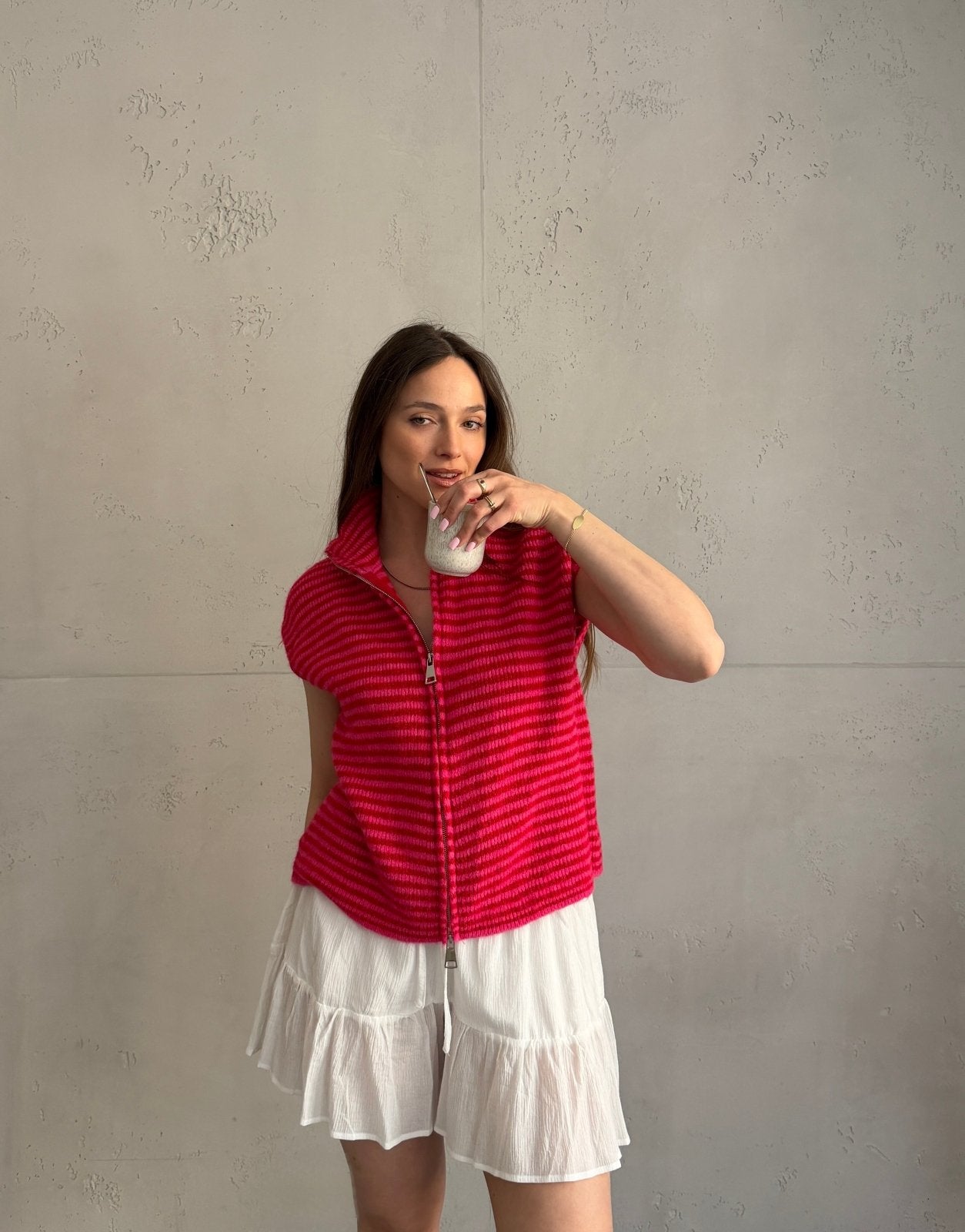 Gestreifter Zip - Pullunder - Switch - Fashion