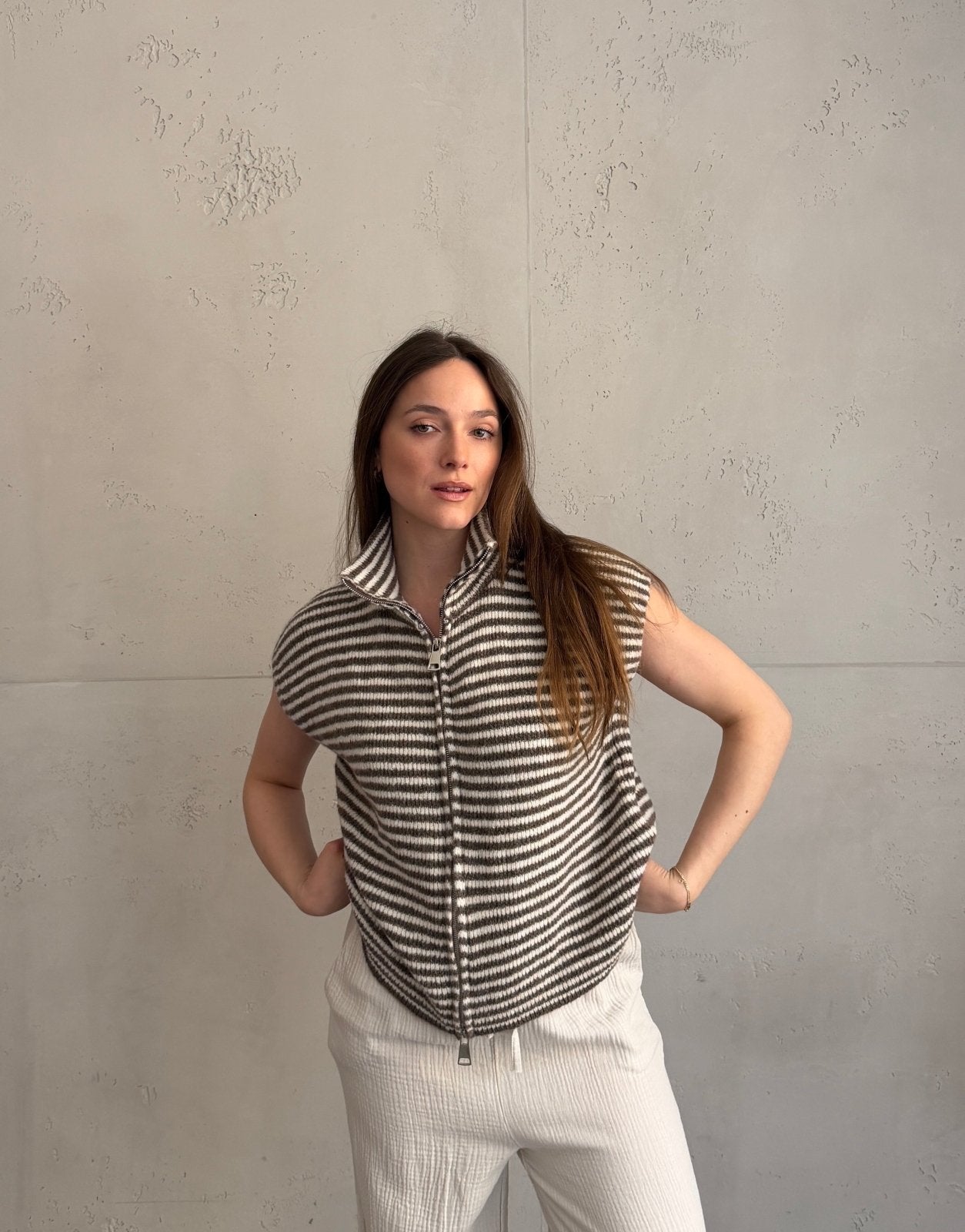 Gestreifter Zip - Pullunder - Switch - Fashion