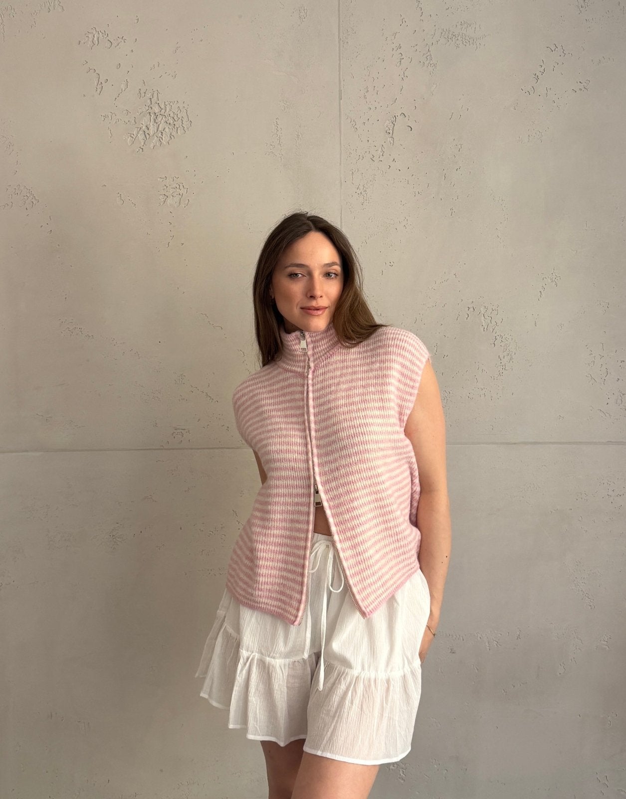 Gestreifter Zip - Pullunder - Switch - Fashion