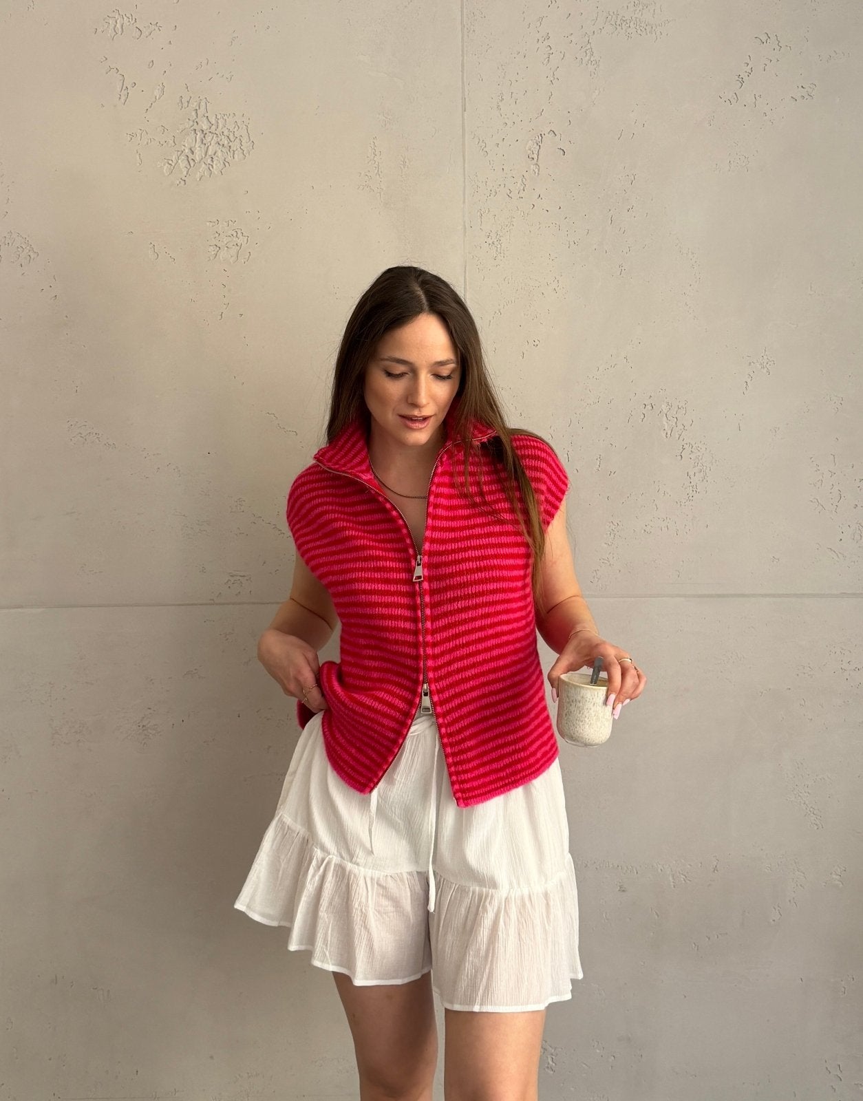 Gestreifter Zip - Pullunder - Switch - Fashion