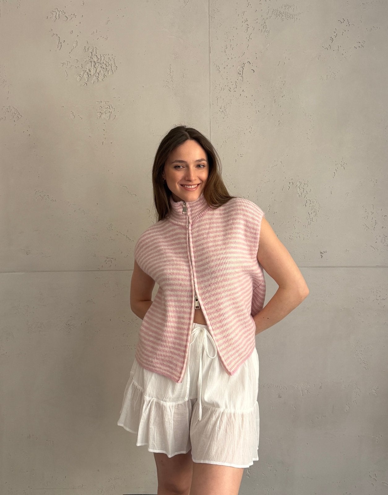 Gestreifter Zip - Pullunder - Switch - Fashion