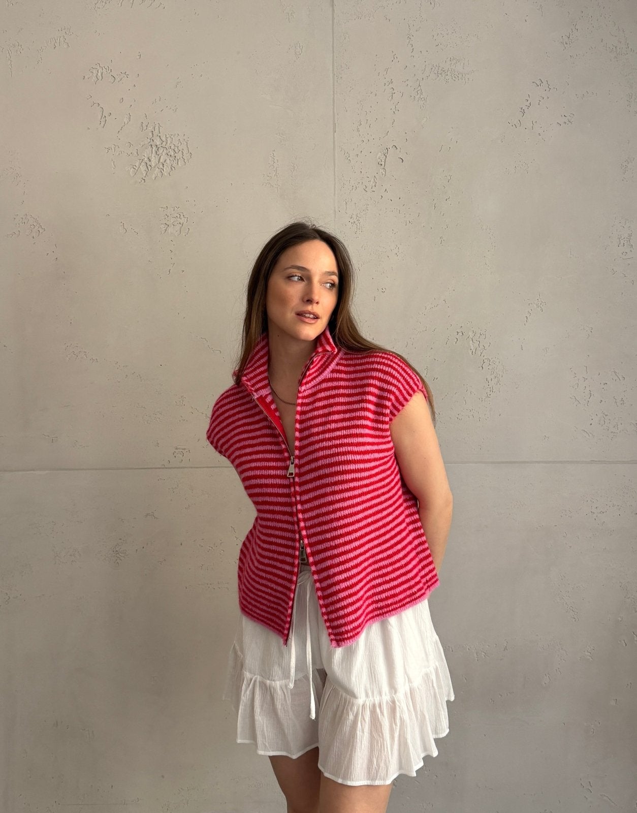 Gestreifter Zip - Pullunder - Switch - Fashion