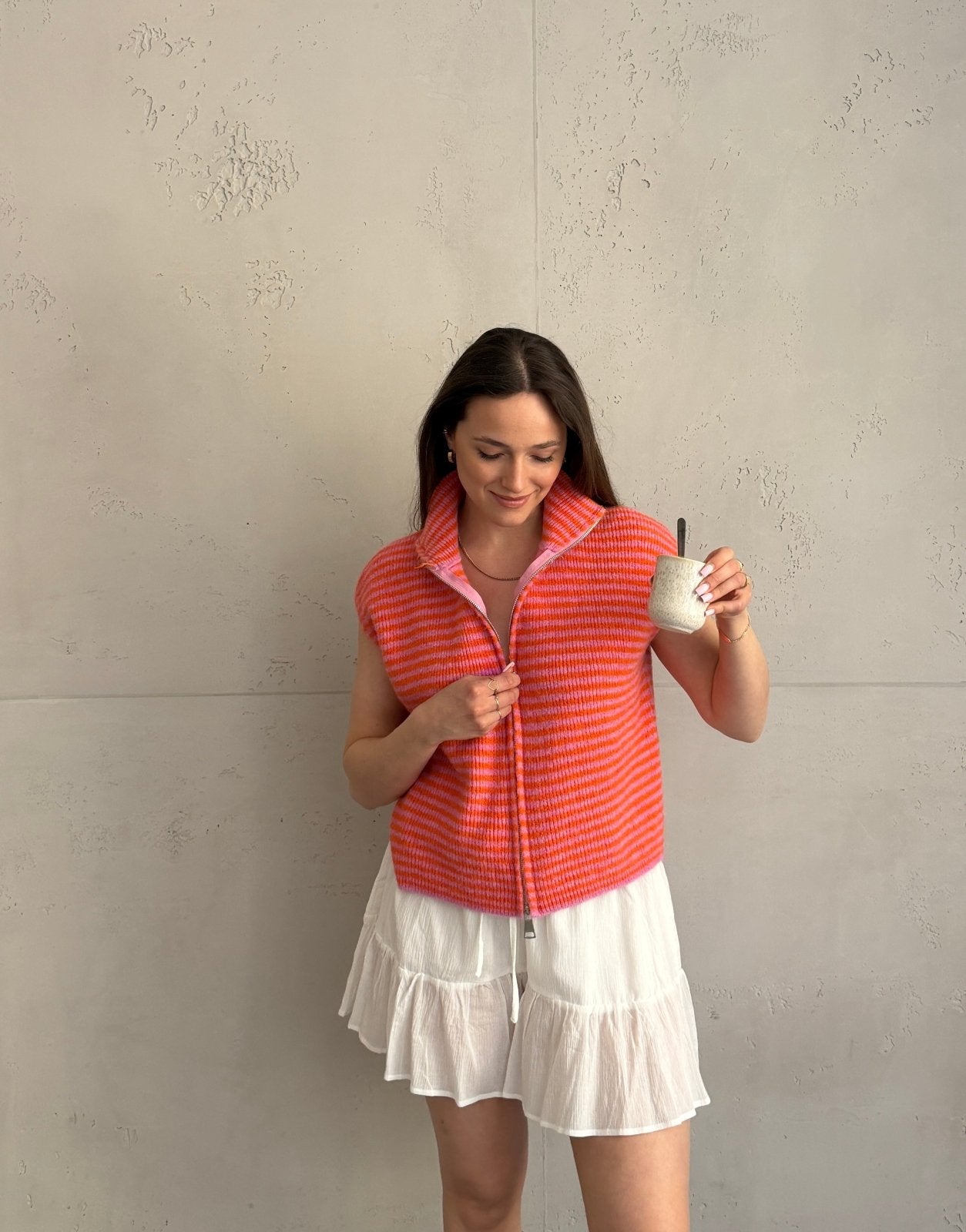 Gestreifter Zip - Pullunder - Switch - Fashion