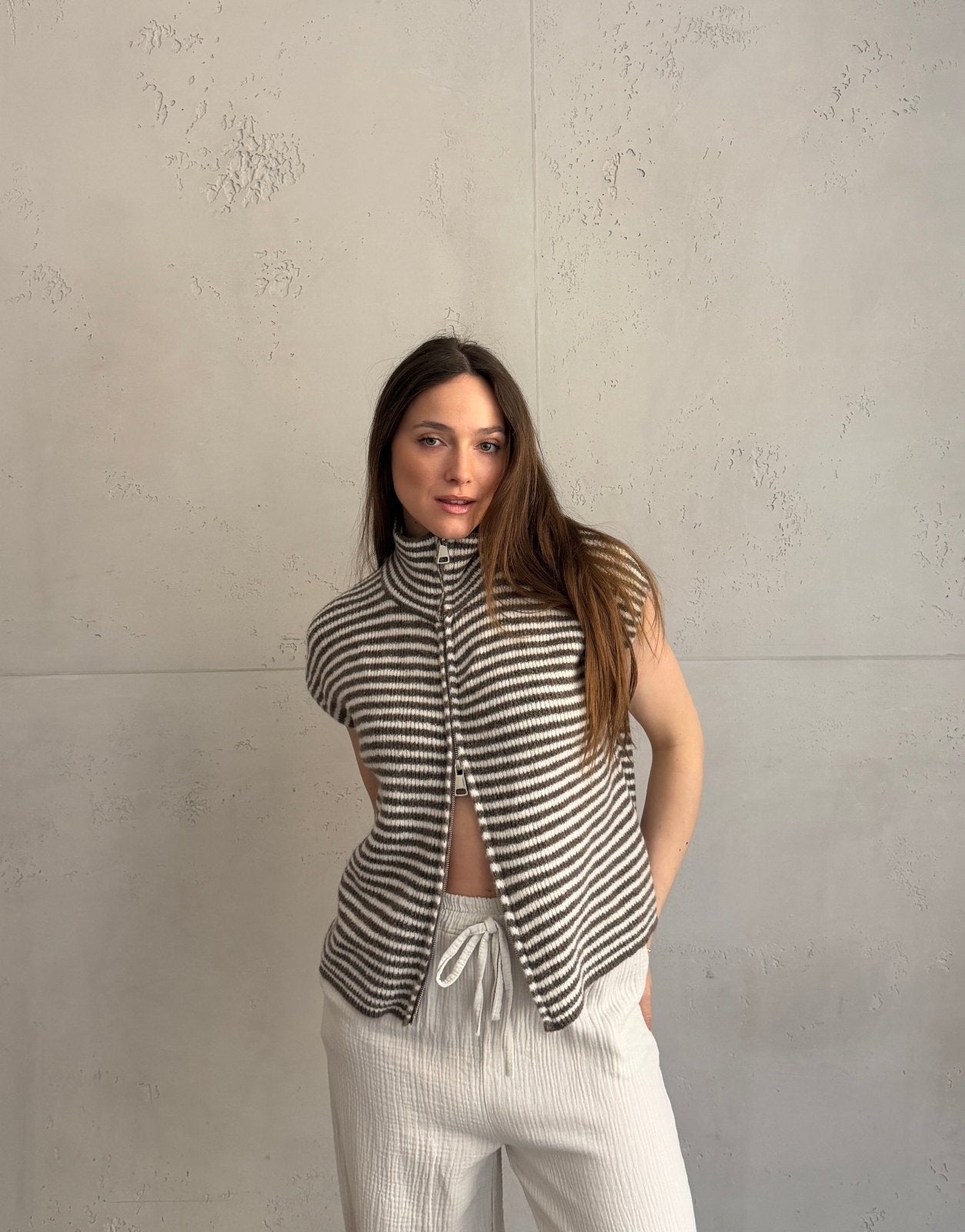 Gestreifter Zip - Pullunder - Switch - Fashion