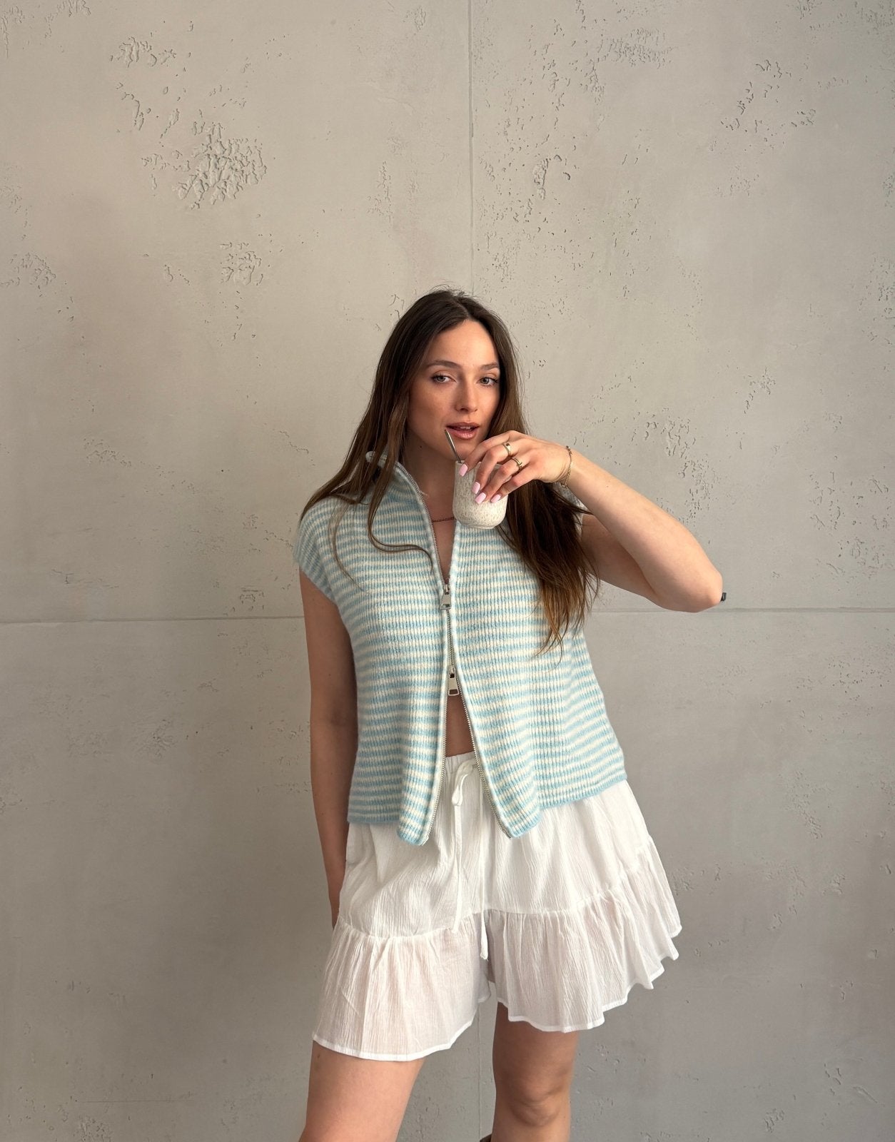 Gestreifter Zip - Pullunder - Switch - Fashion