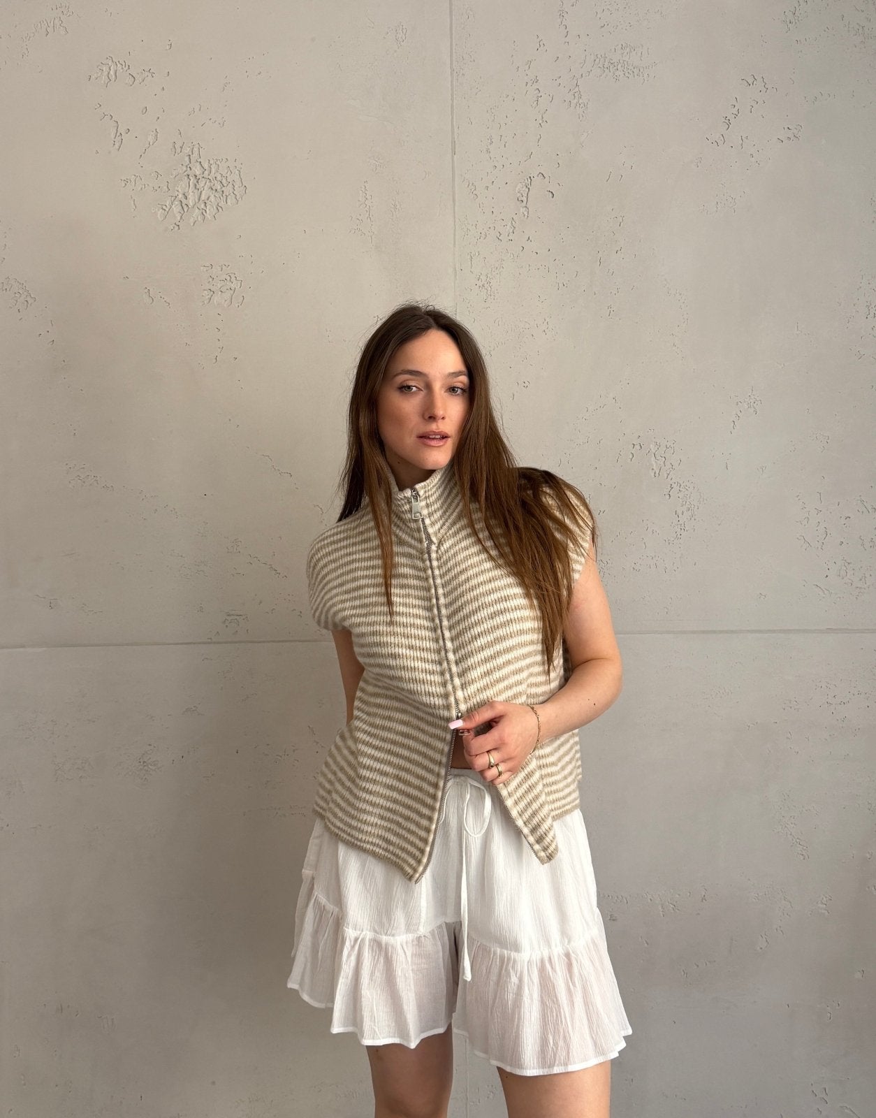 Gestreifter Zip - Pullunder - Switch - Fashion