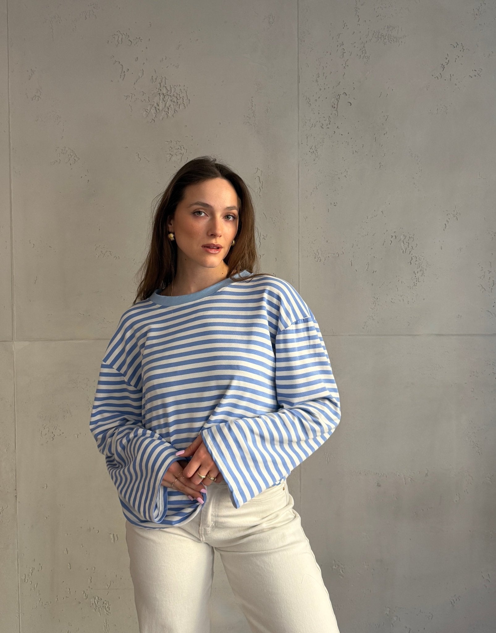 Gestreiftes Basic Longsleeve Shirt mit weitem Arm - Switch - Fashion