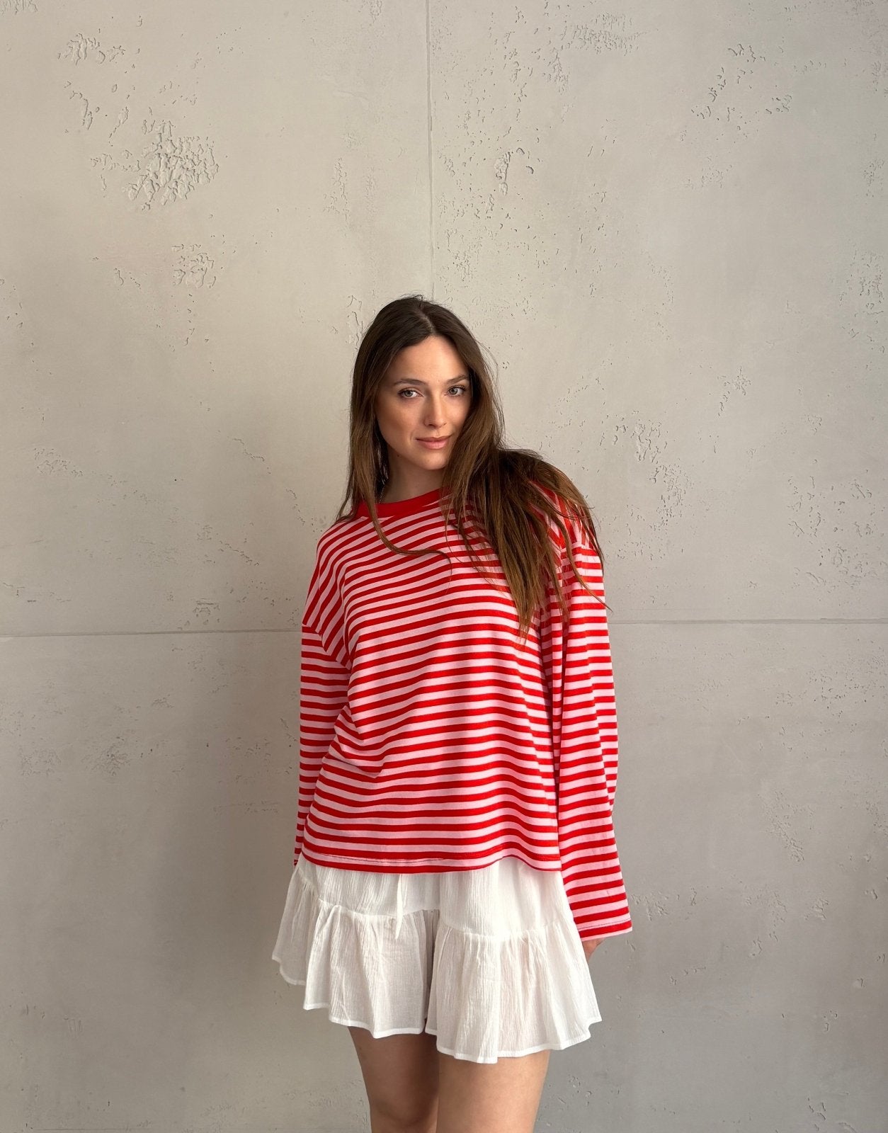 Gestreiftes Basic Longsleeve Shirt mit weitem Arm - Switch - Fashion