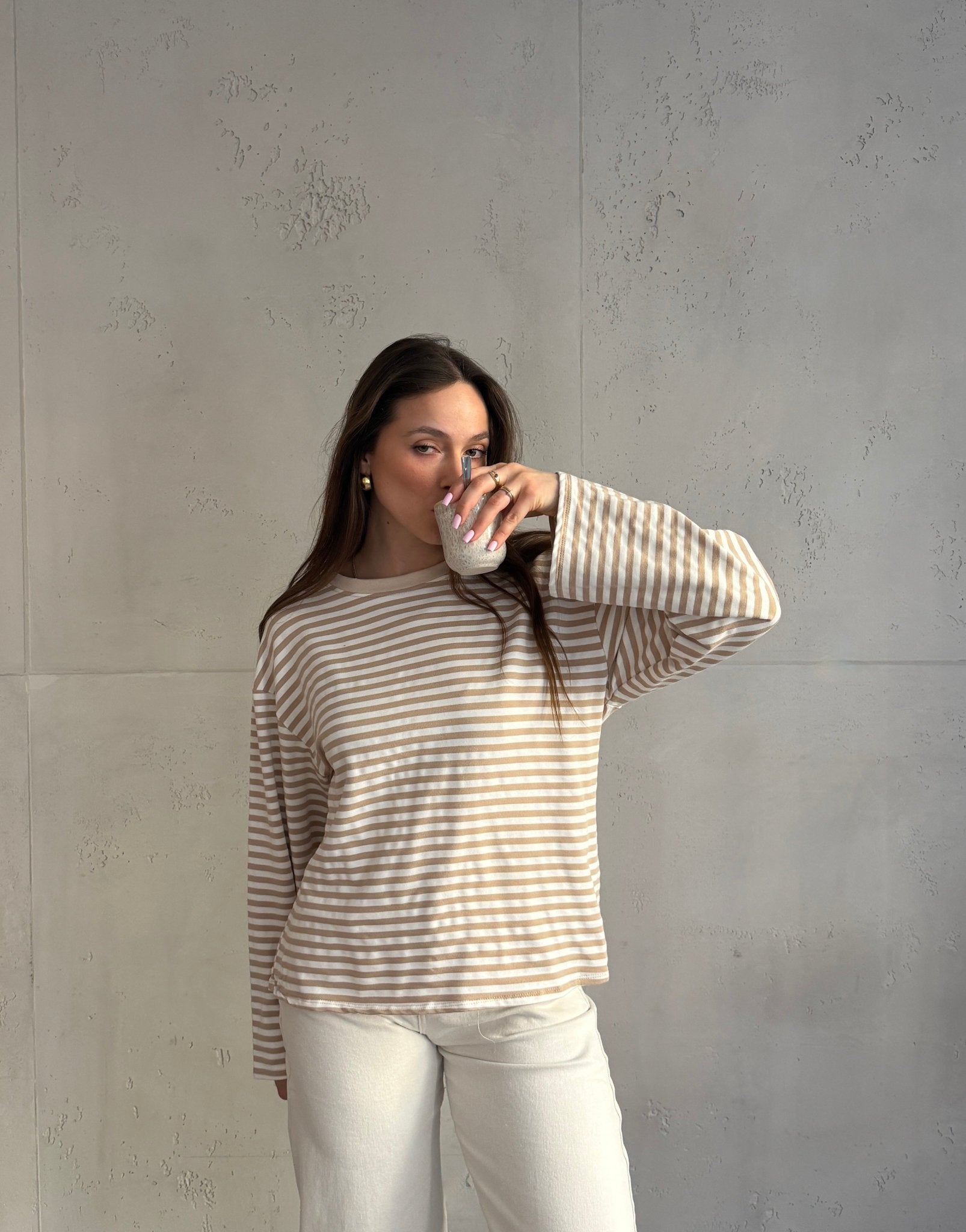 Gestreiftes Basic Longsleeve Shirt mit weitem Arm - Switch - Fashion