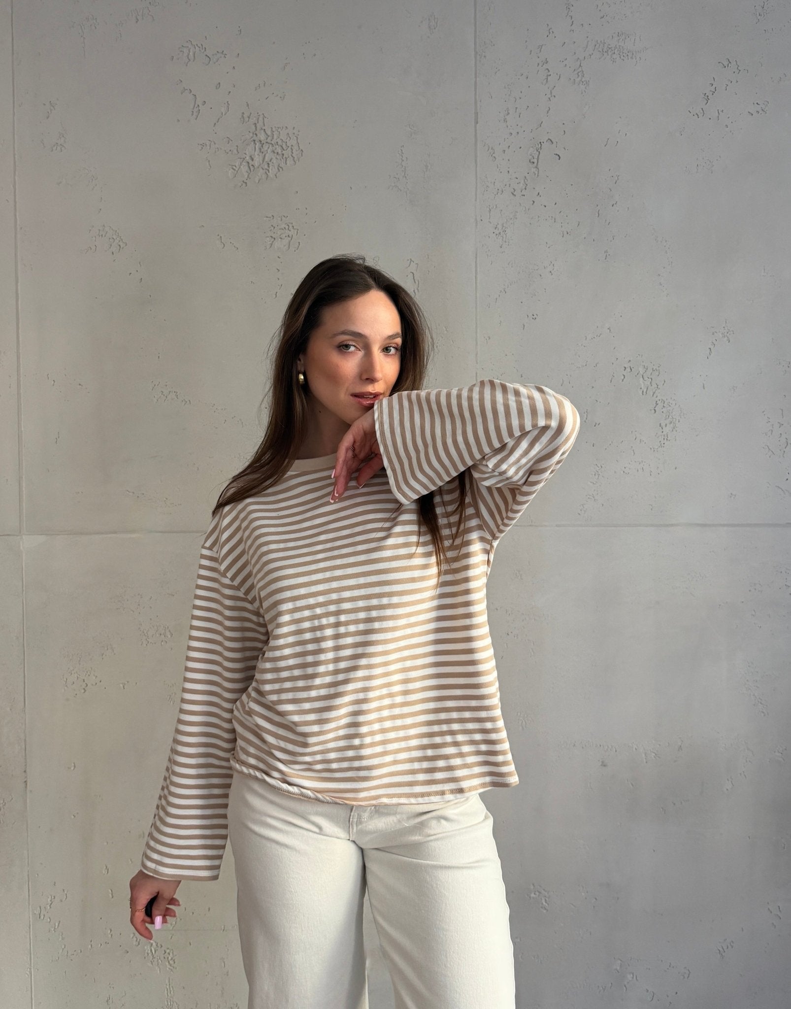 Gestreiftes Basic Longsleeve Shirt mit weitem Arm - Switch - Fashion