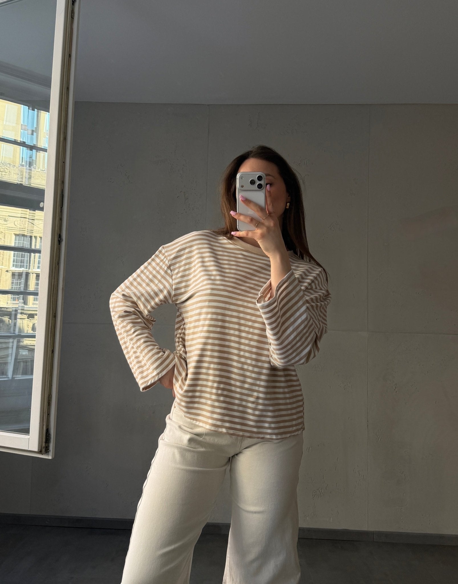 Gestreiftes Basic Longsleeve Shirt mit weitem Arm - Switch - Fashion