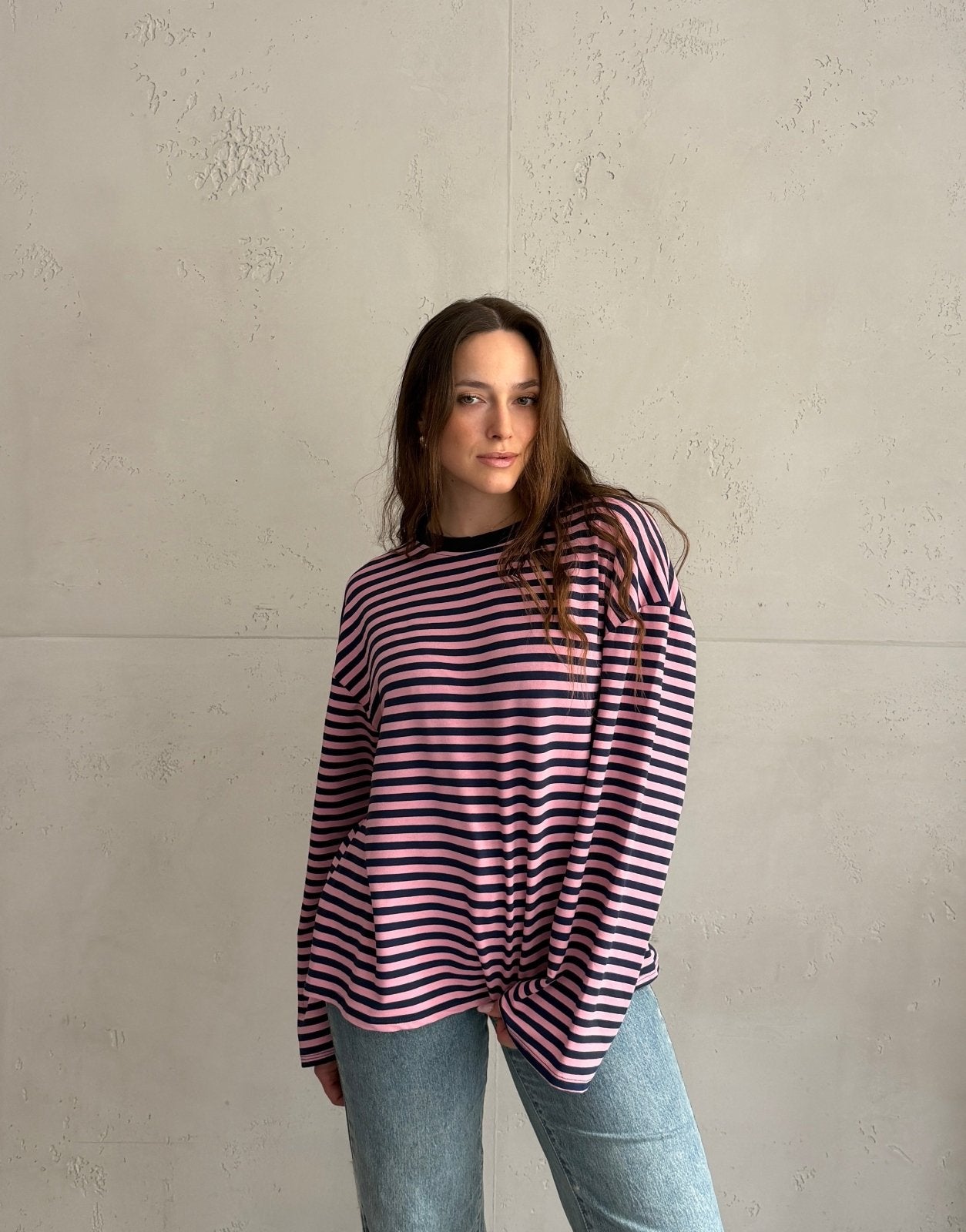 Gestreiftes Basic Longsleeve Shirt mit weitem Arm - Switch - Fashion