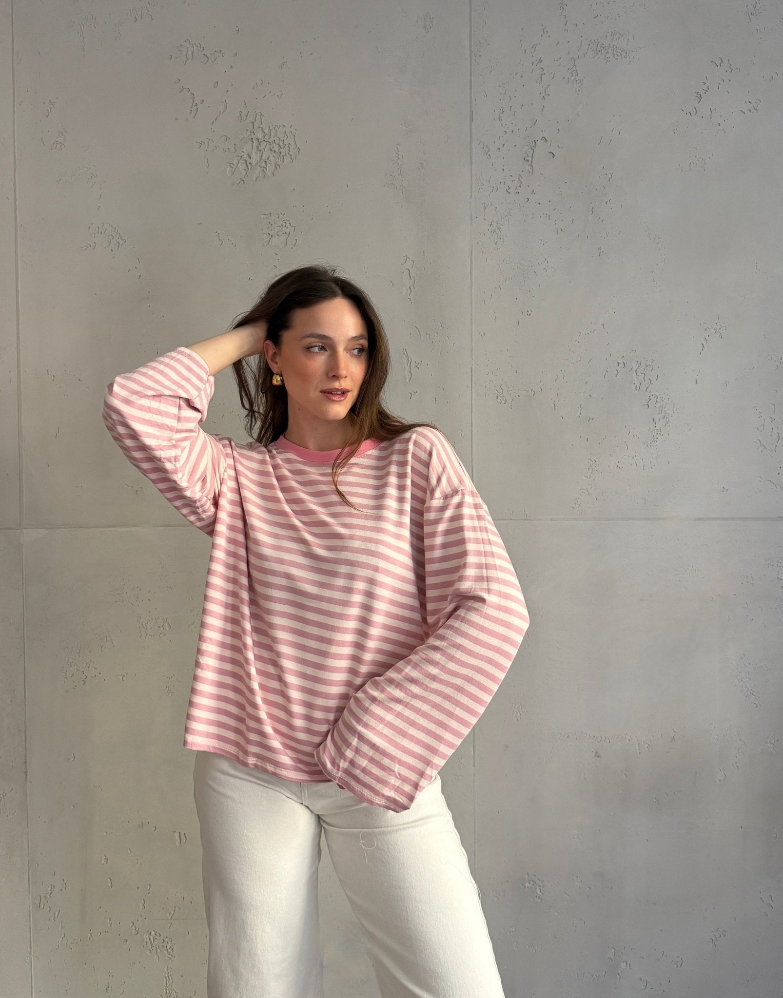 Gestreiftes Basic Longsleeve Shirt mit weitem Arm - Switch - Fashion
