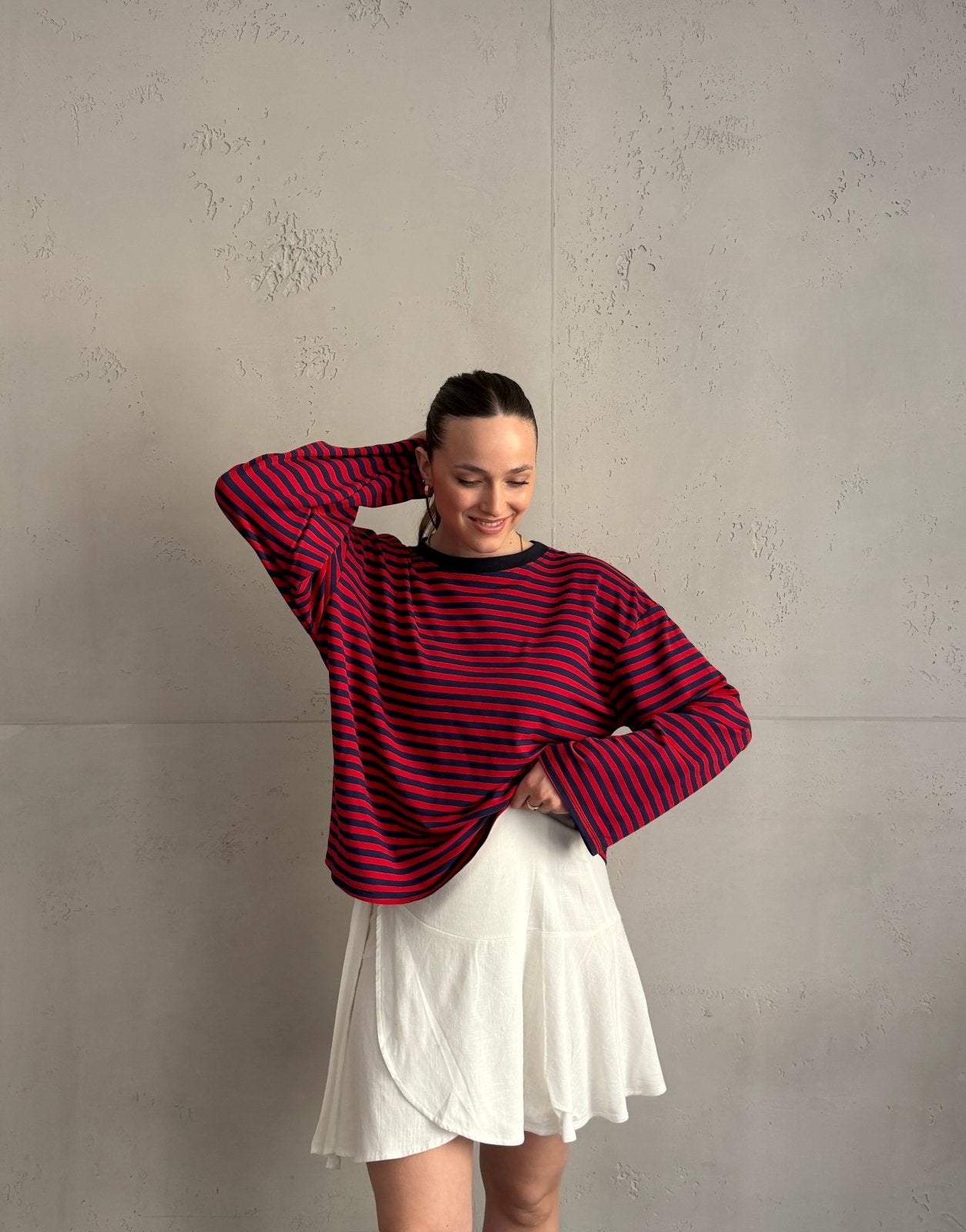 Gestreiftes Basic Longsleeve Shirt mit weitem Arm - Switch - Fashion