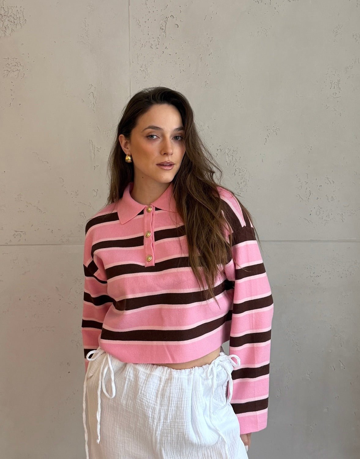 Gestreiftes Polo Strickshirt mit Goldenen Knöpfen - Switch - Fashion