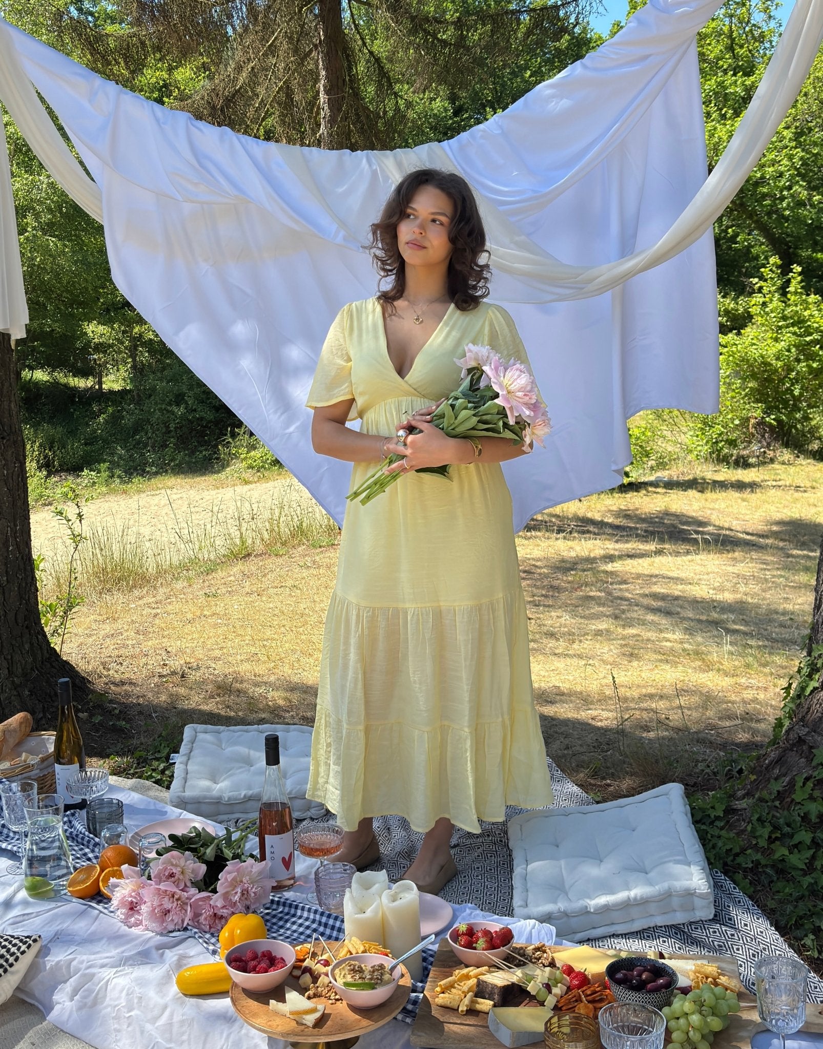 Gestuftes Maxikleid mit Unterkleid - Switch - Fashion