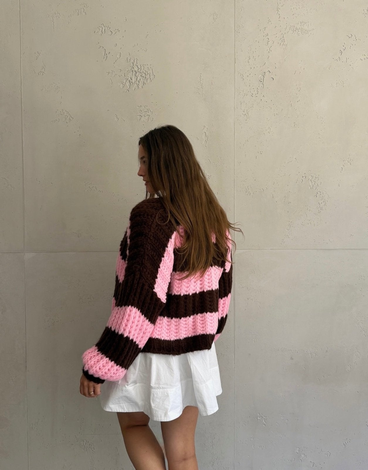 Grobgestrickter Cardigan mit Streifen - Switch-Fashion