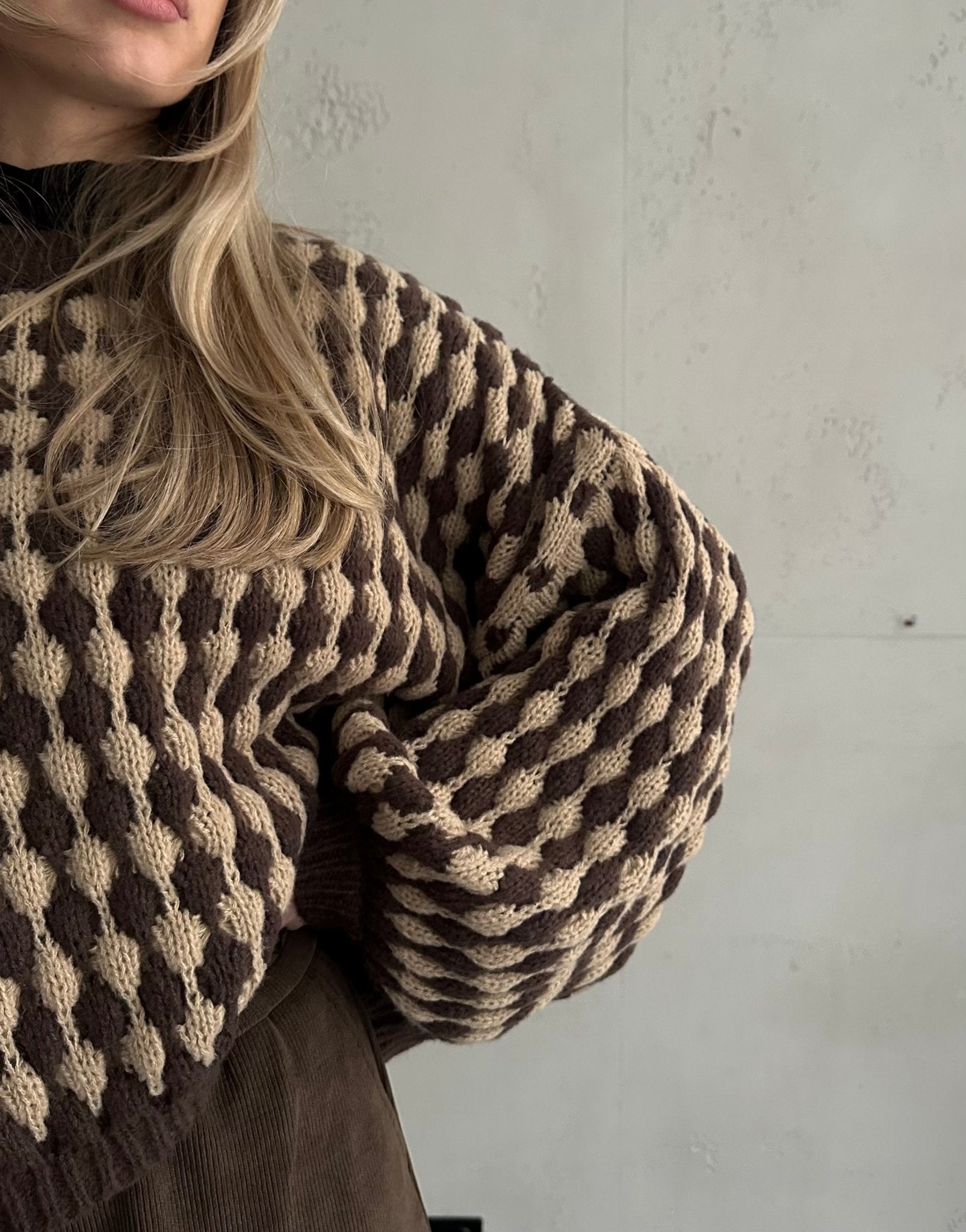 Houndstooth Pullover – Oversize Fit mit weitem Arm - Switch - Fashion