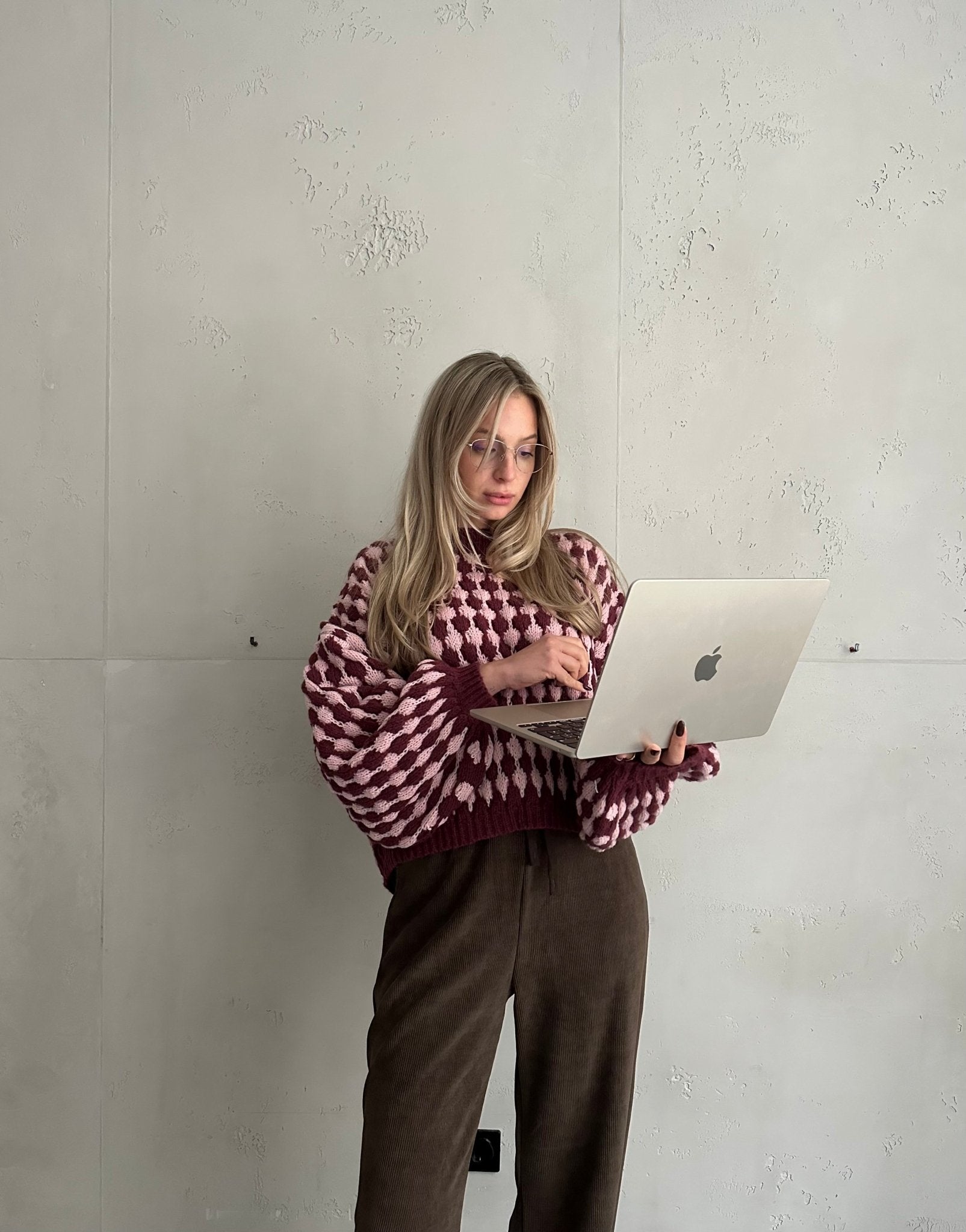 Houndstooth Pullover – Oversize Fit mit weitem Arm - Switch - Fashion