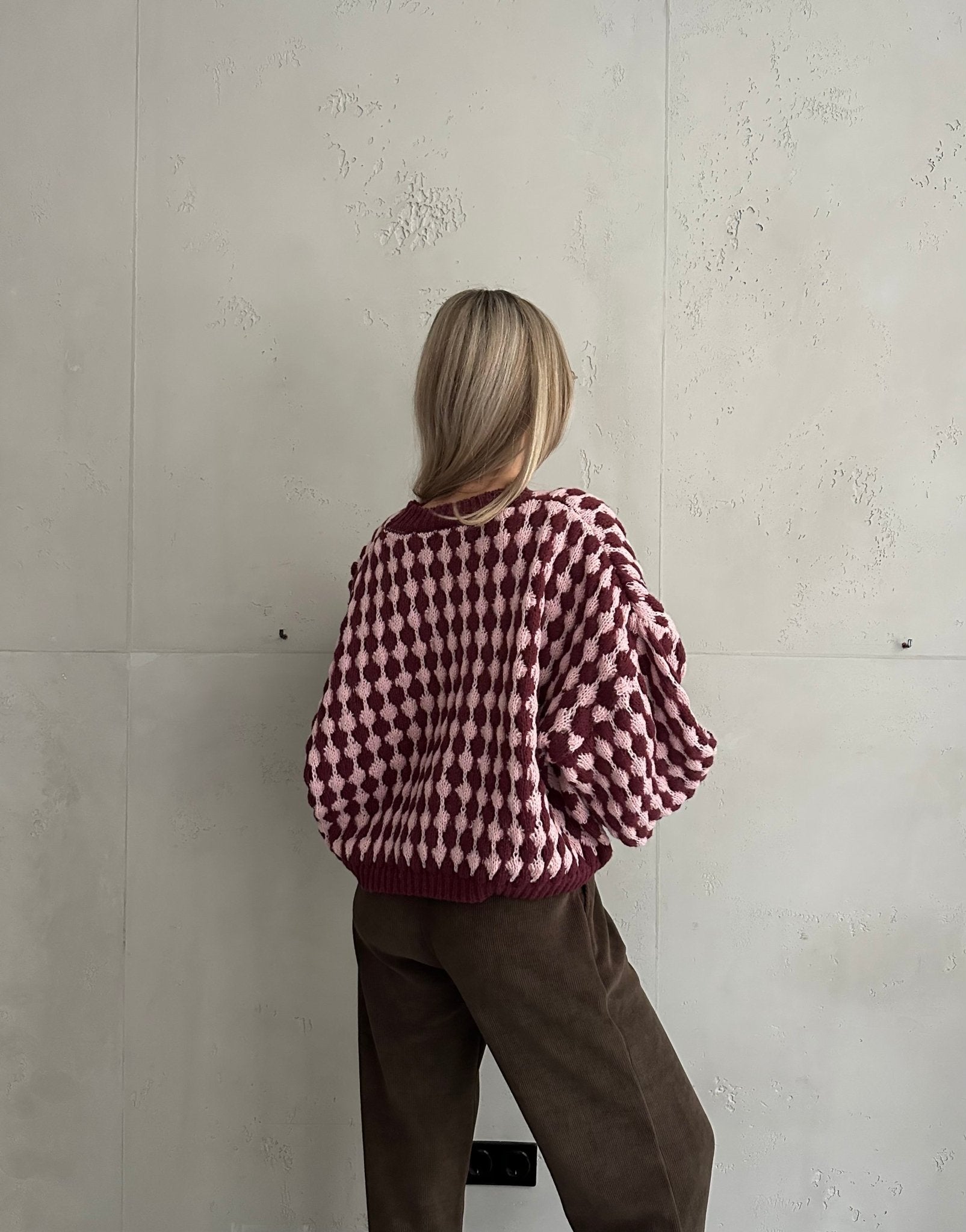 Houndstooth Pullover – Oversize Fit mit weitem Arm - Switch - Fashion