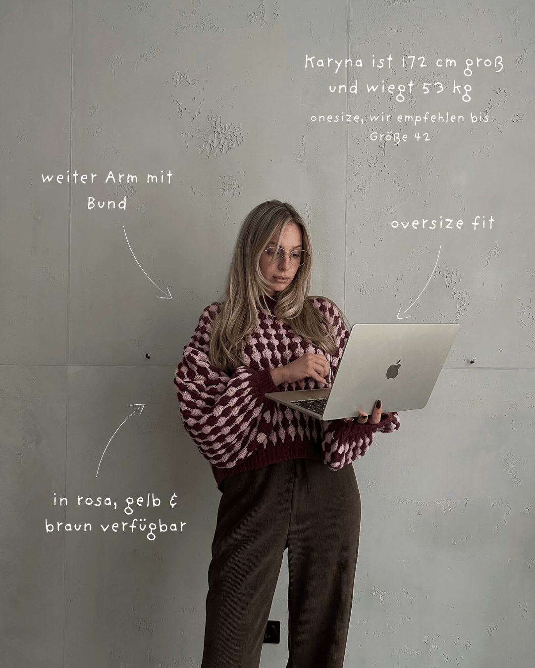 Houndstooth Pullover – Oversize Fit mit weitem Arm - Switch - Fashion