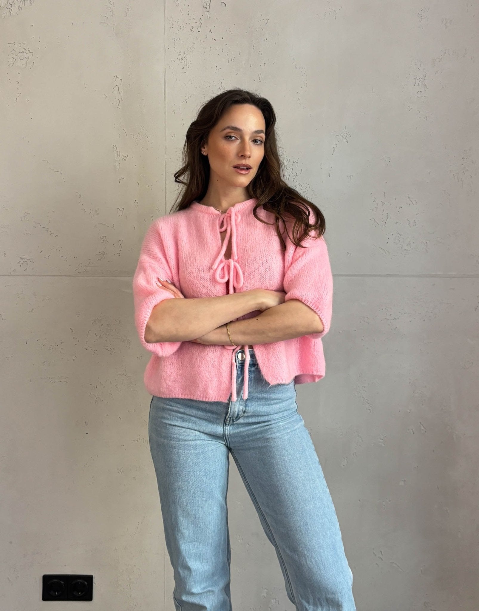 Kid Mohair Pullover mit Schleifen Kurzarm - Switch - Fashion