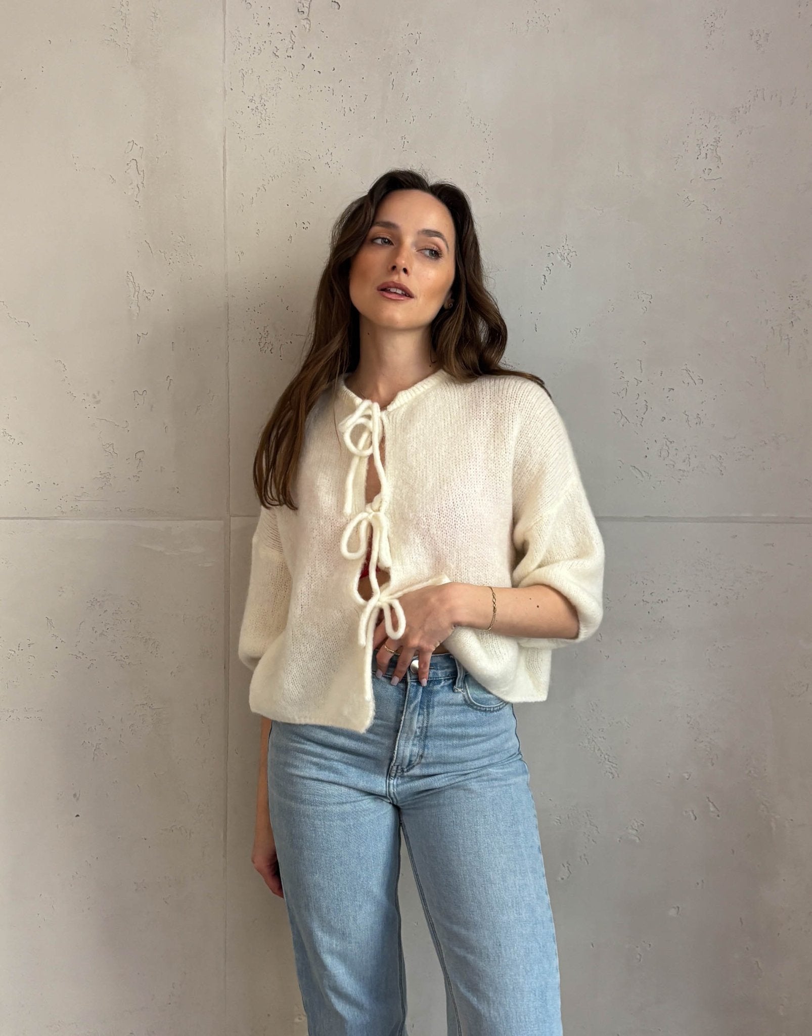 Kid Mohair Pullover mit Schleifen Kurzarm - Switch - Fashion