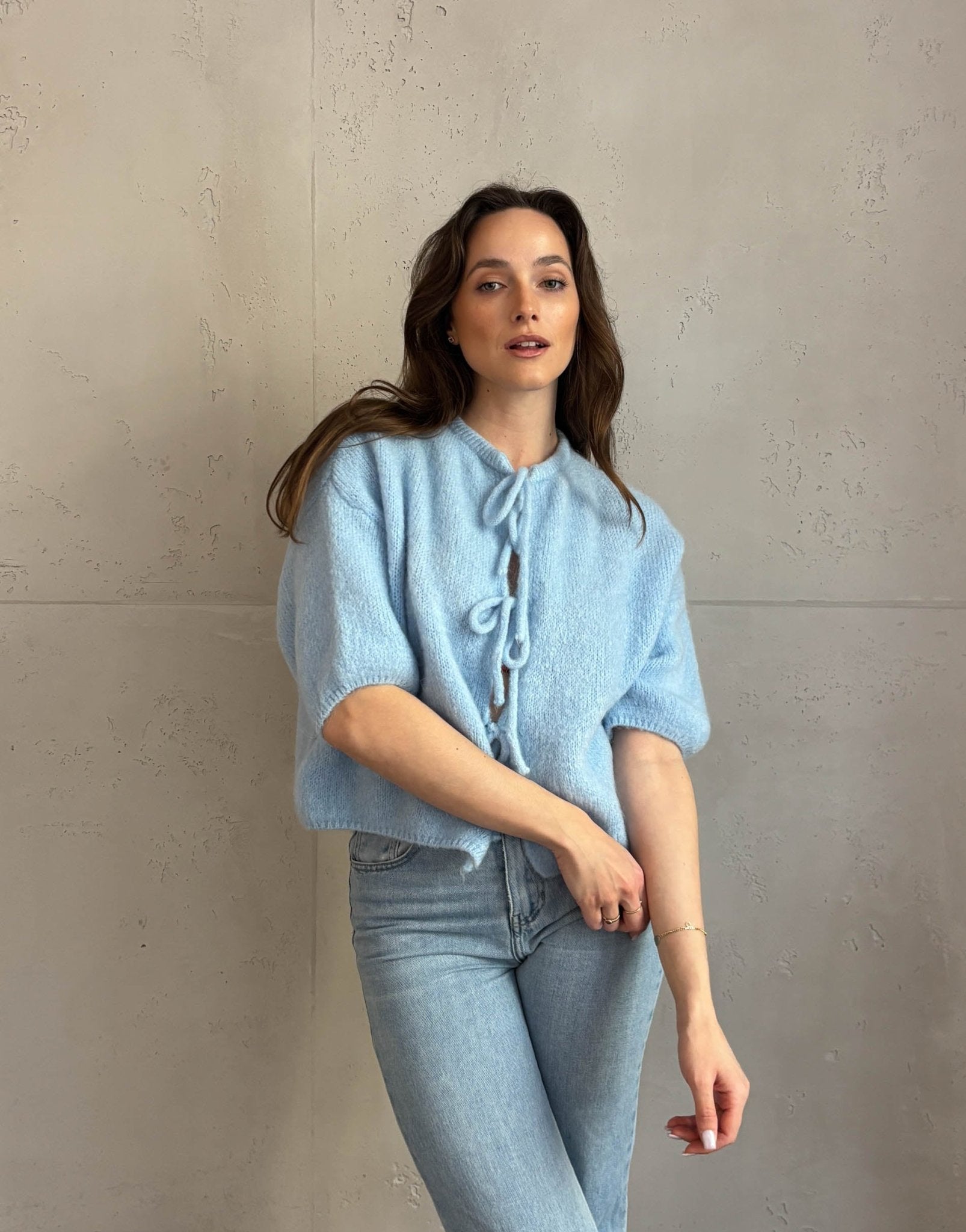 Kid Mohair Pullover mit Schleifen Kurzarm - Switch - Fashion