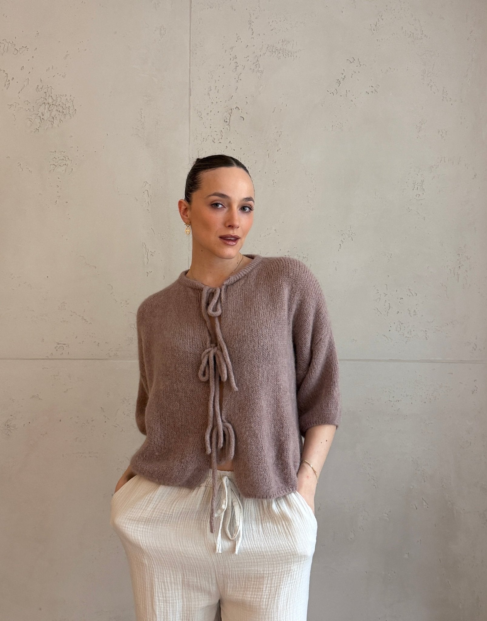 Kid Mohair Pullover mit Schleifen Kurzarm - Switch - Fashion