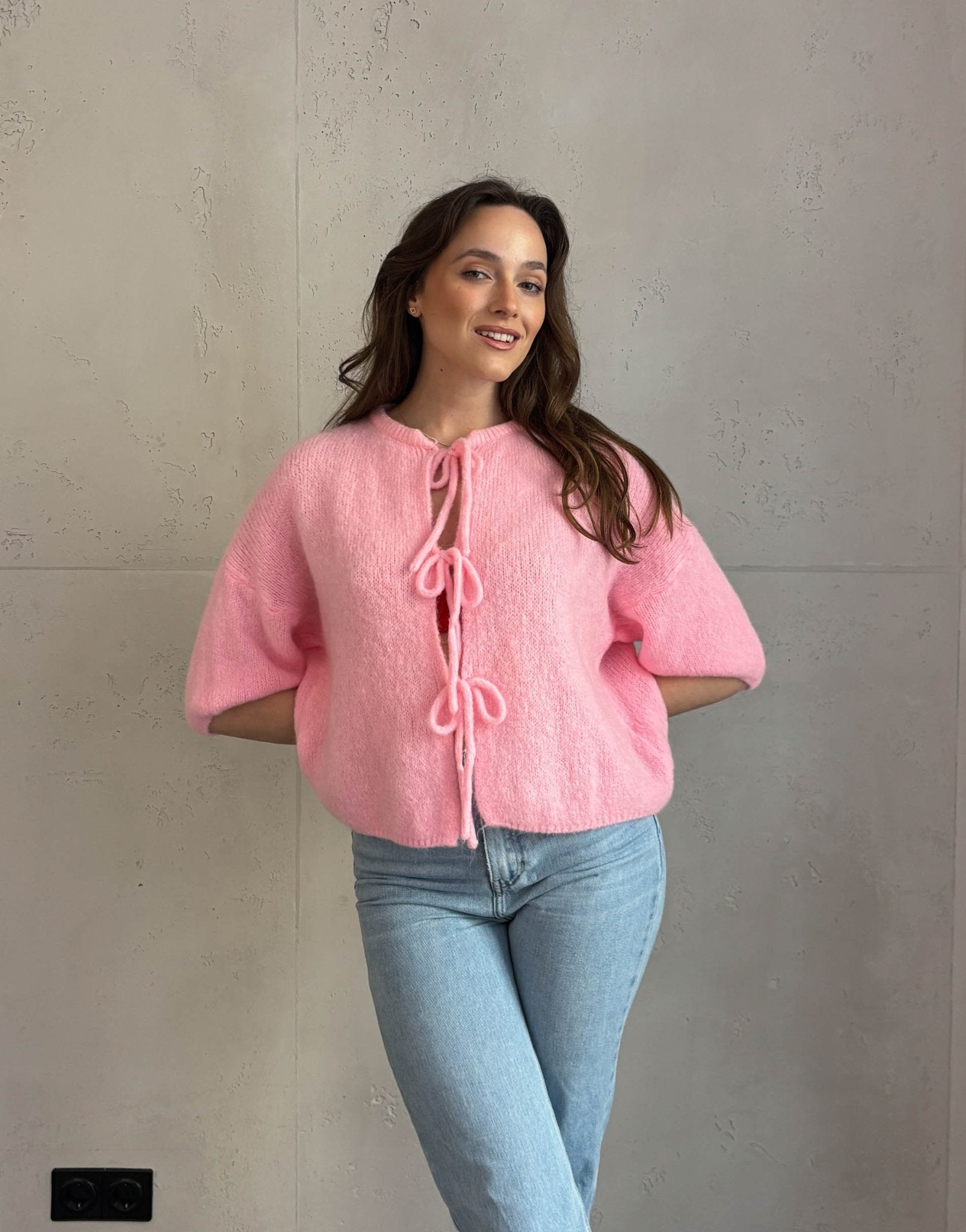 Kid Mohair Pullover mit Schleifen Kurzarm - Switch - Fashion