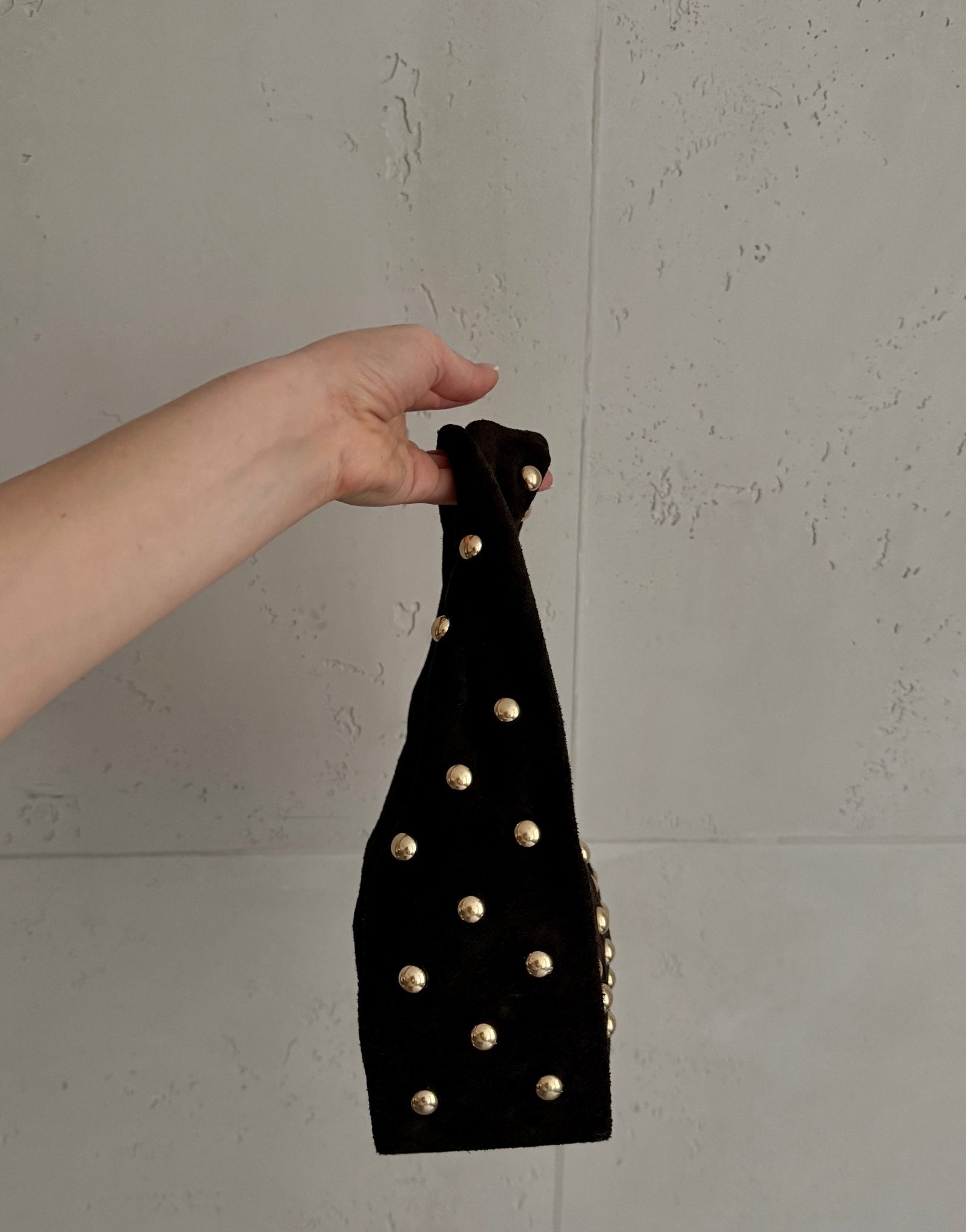 Kleine Leder - Handtasche mit Nieten – Burgundy / Braun - Switch - Fashion