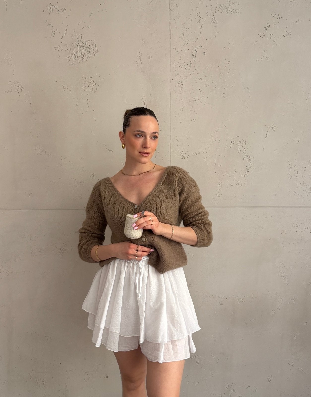 Kurze Mohair Strickjacke mit V - Ausschhnitt - Switch - Fashion