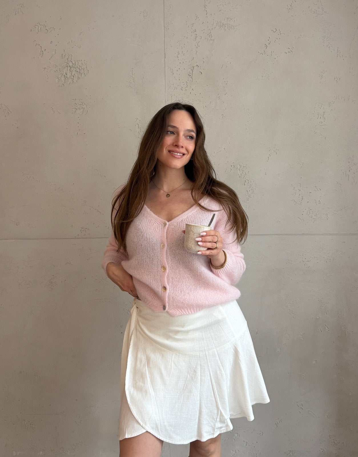 Kurze Mohair Strickjacke mit V - Ausschhnitt - Switch - Fashion