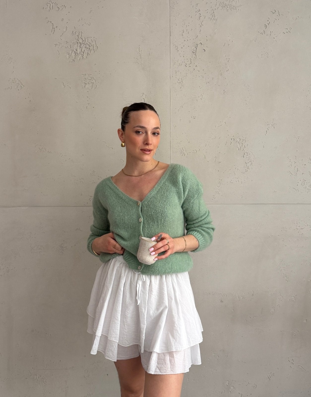 Kurze Mohair Strickjacke mit V - Ausschhnitt - Switch - Fashion