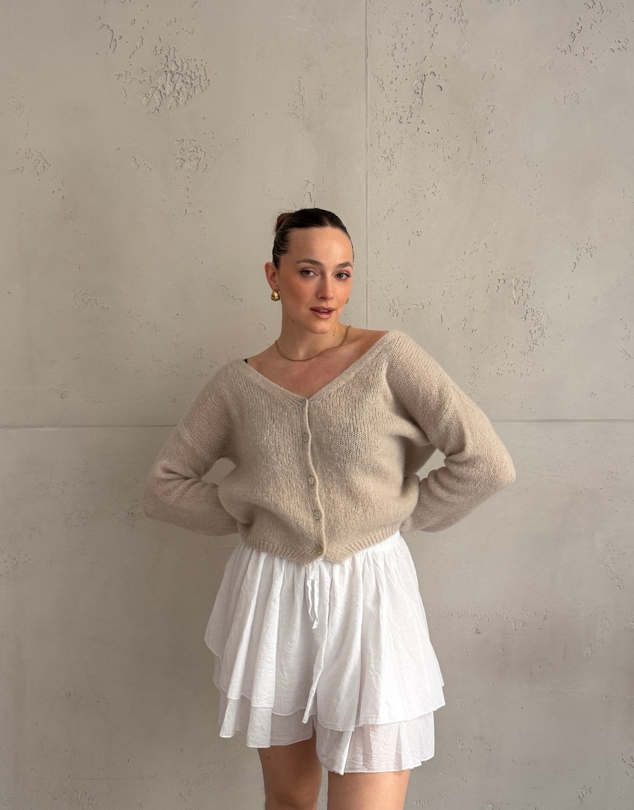 Kurze Mohair Strickjacke mit V - Ausschhnitt - Switch - Fashion