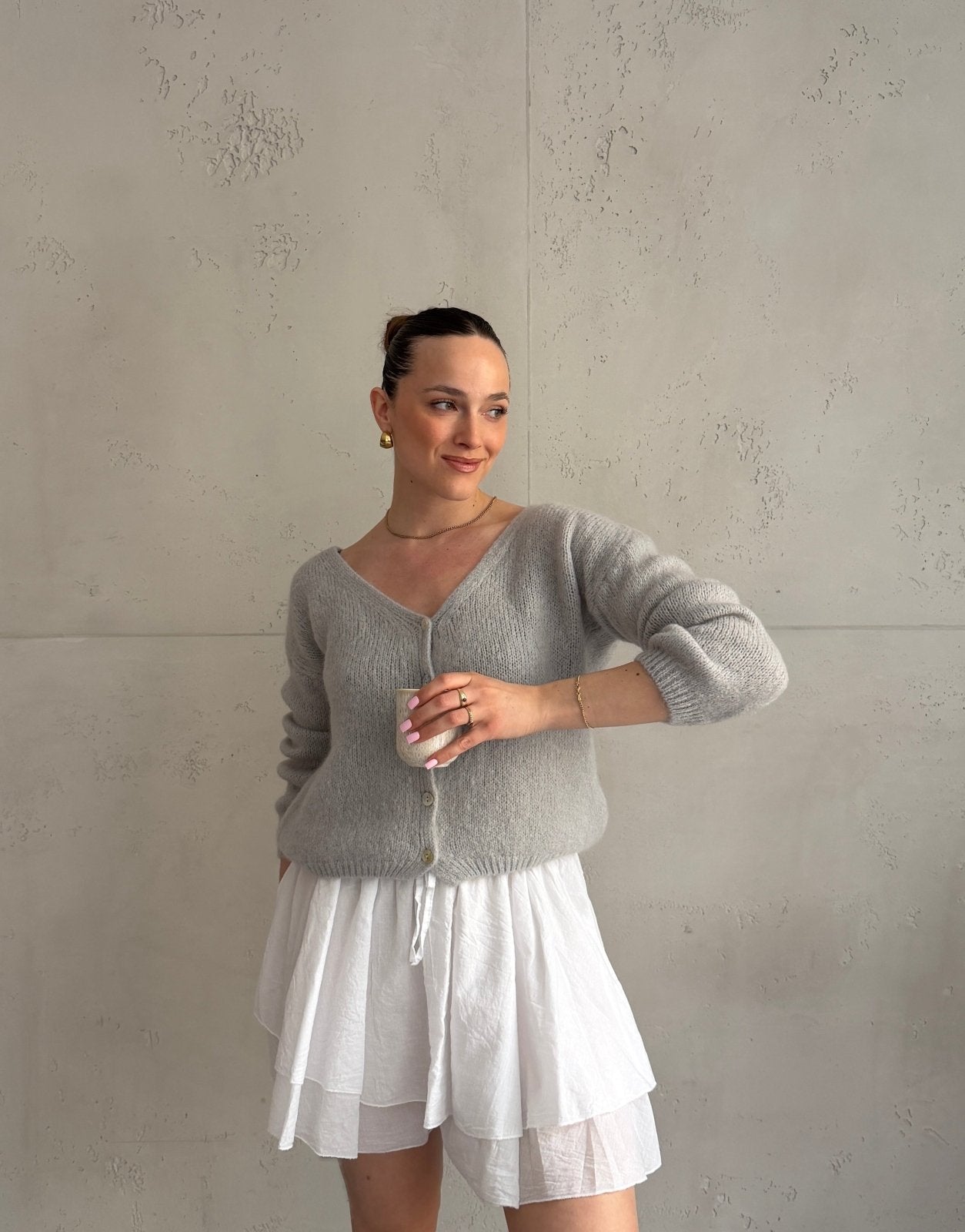 Kurze Mohair Strickjacke mit V - Ausschhnitt - Switch - Fashion