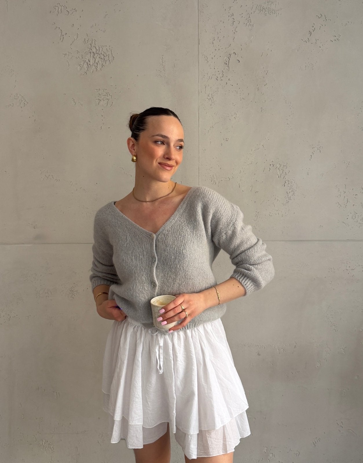 Kurze Mohair Strickjacke mit V - Ausschhnitt - Switch - Fashion