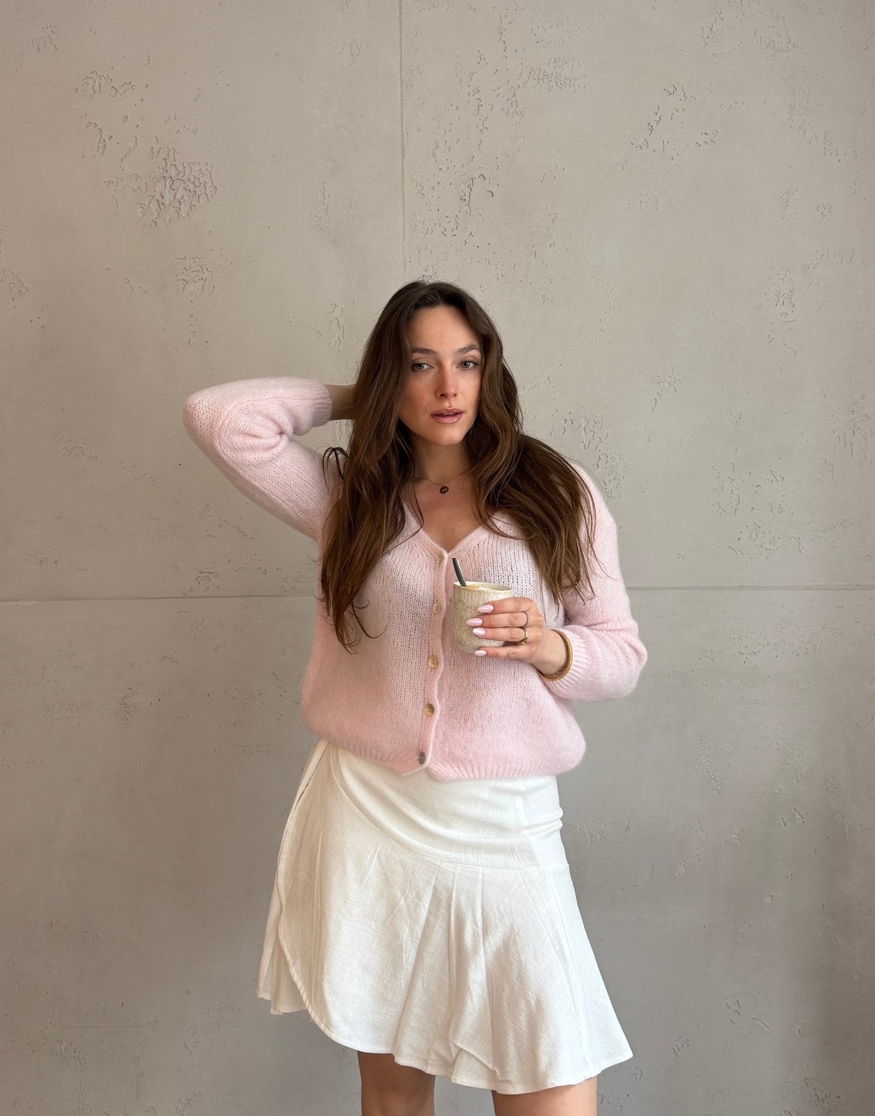 Kurze Mohair Strickjacke mit V - Ausschhnitt - Switch - Fashion