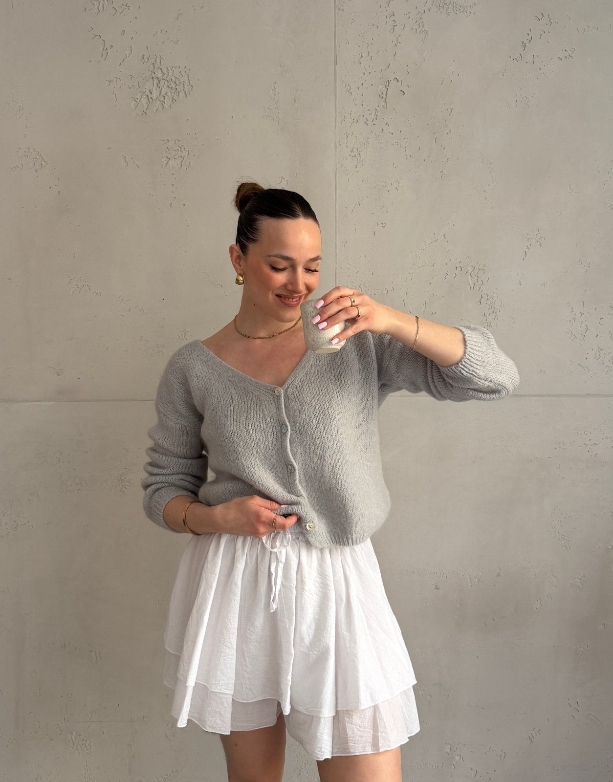 Kurze Mohair Strickjacke mit V - Ausschhnitt - Switch - Fashion