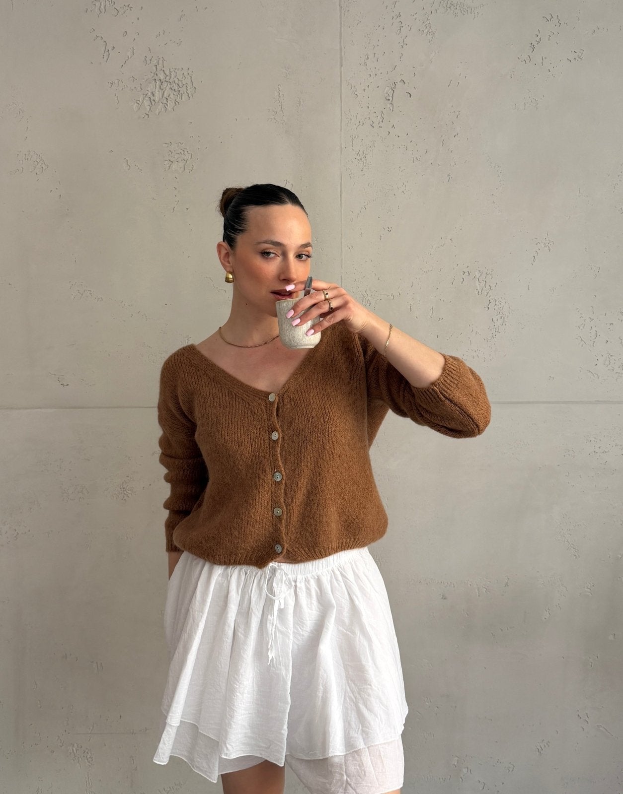 Kurze Mohair Strickjacke mit V - Ausschhnitt - Switch - Fashion