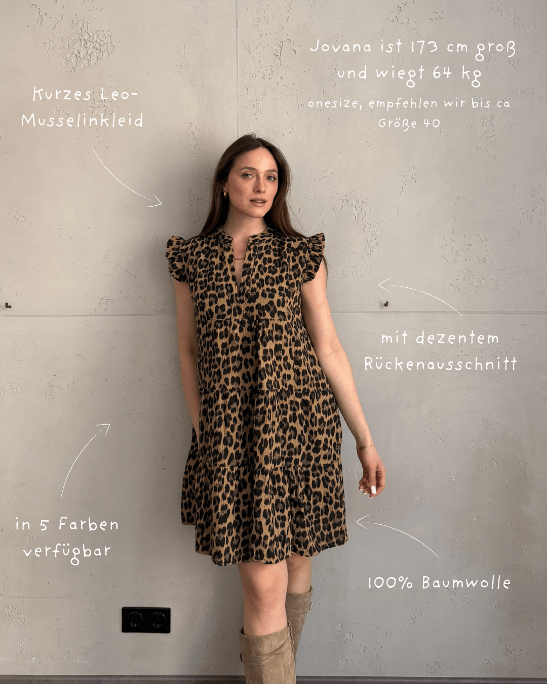 Kurzes Leo - Musselinkleid mit dezentem Rückenausschnitt - Switch - Fashion