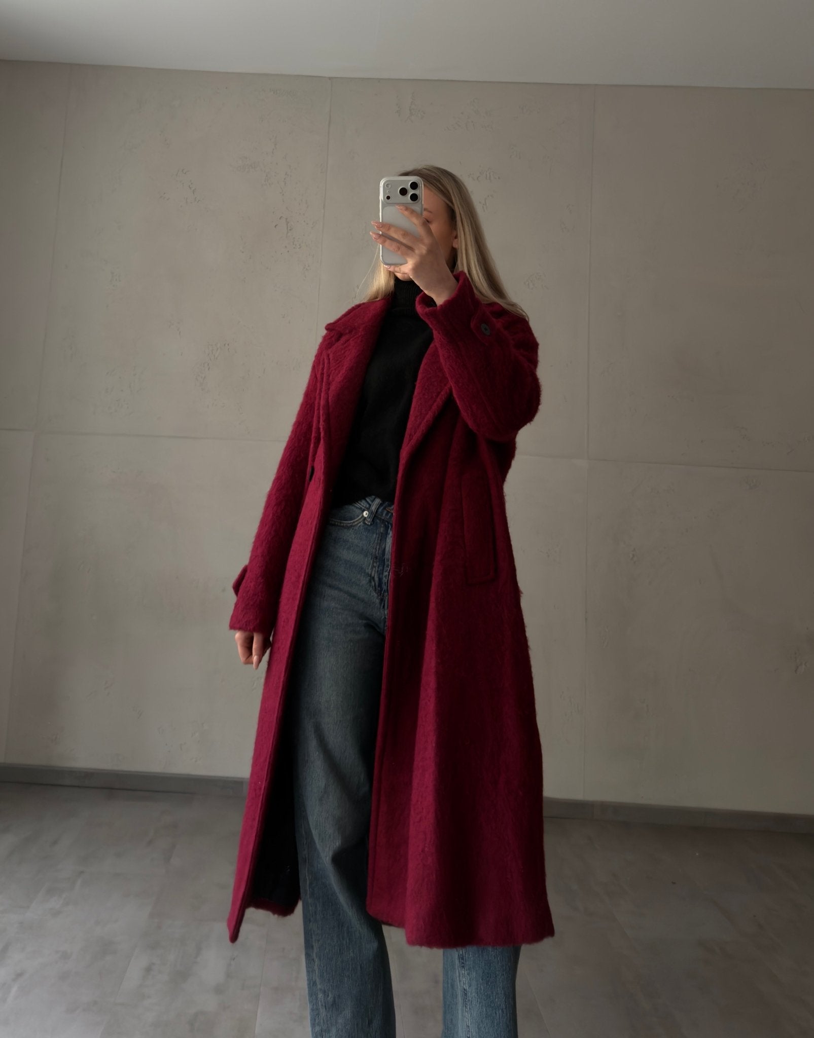 Langer Oversized Wintermantel in Wolloptik - Switch - Fashion