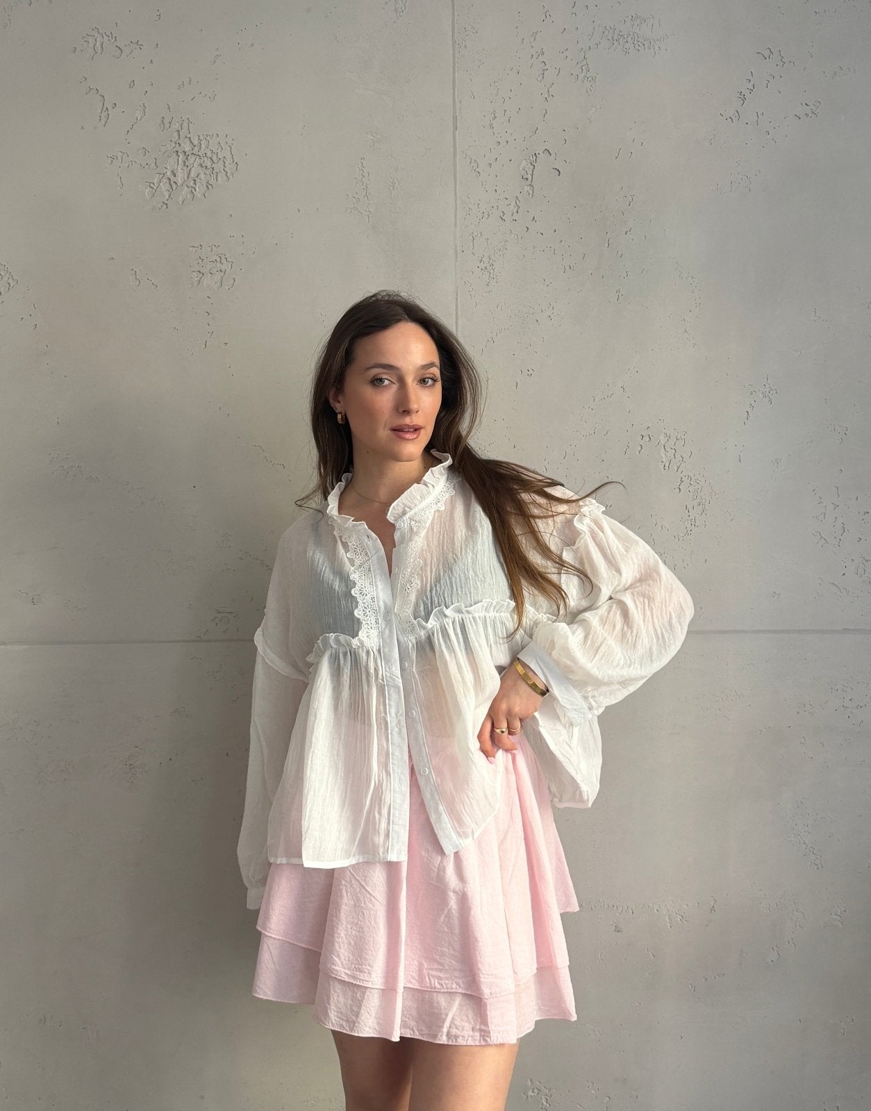 Leichte Baumwoll - Bluse mit Boho - Details - Switch - Fashion