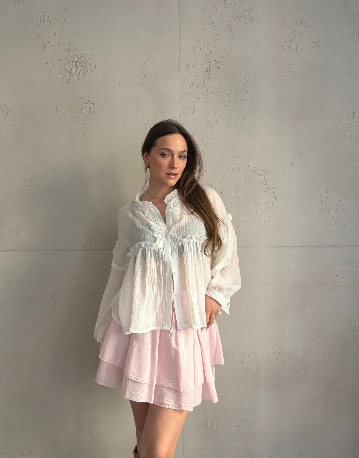 Leichte Baumwoll - Bluse mit Boho - Details - Switch - Fashion