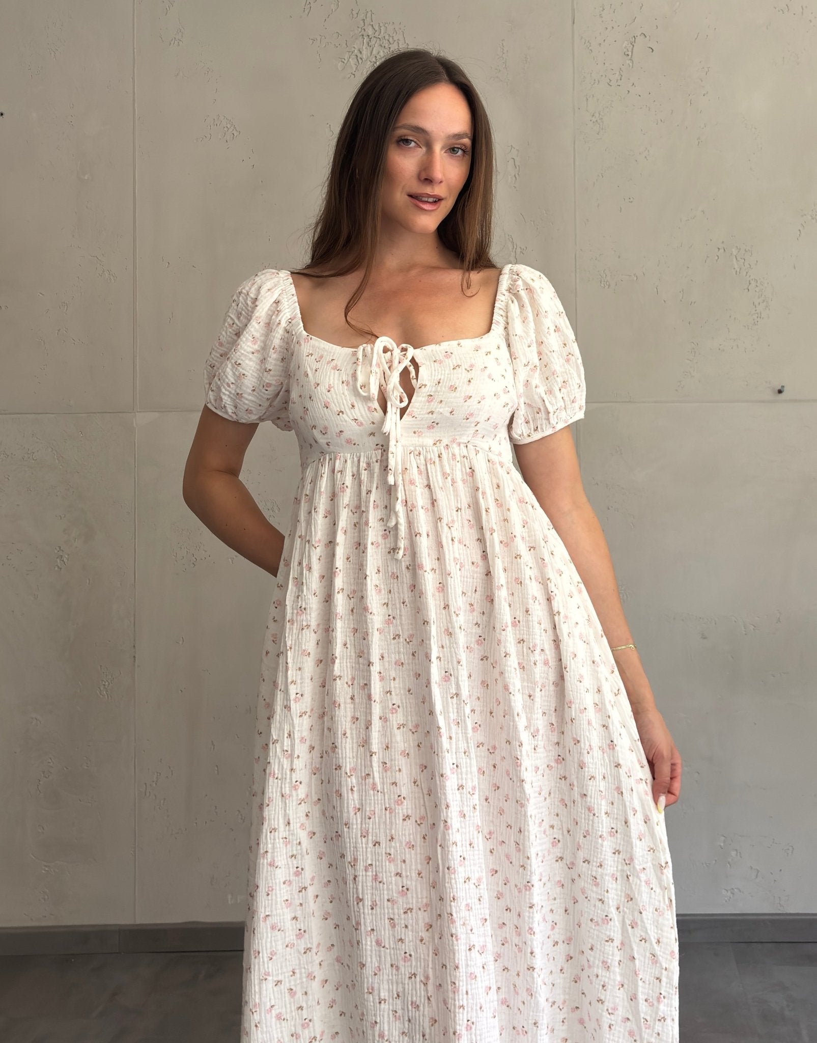 Maxi Musselin Kleid mit Flower - Print - Switch - Fashion