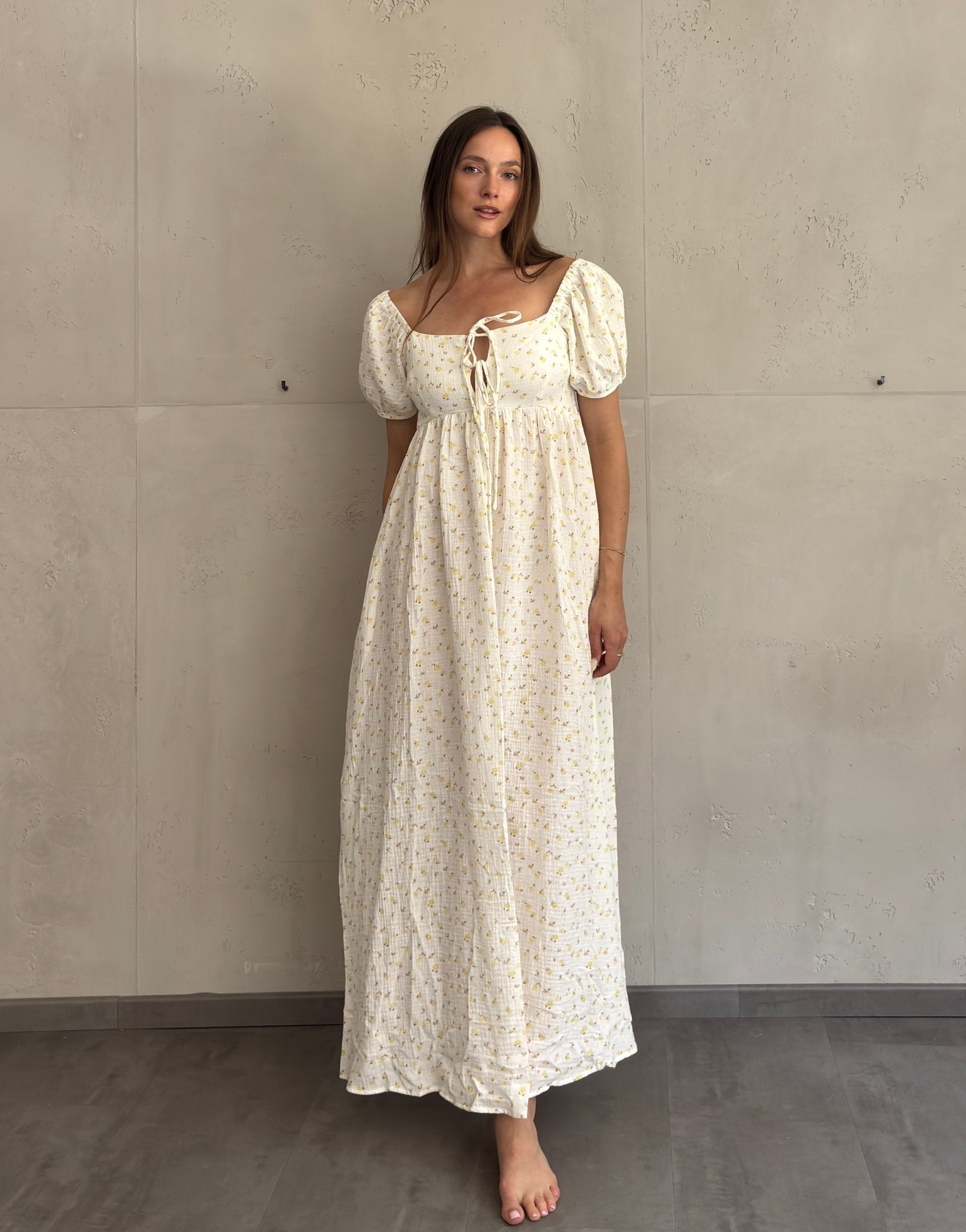 Maxi Musselin Kleid mit Flower - Print - Switch - Fashion