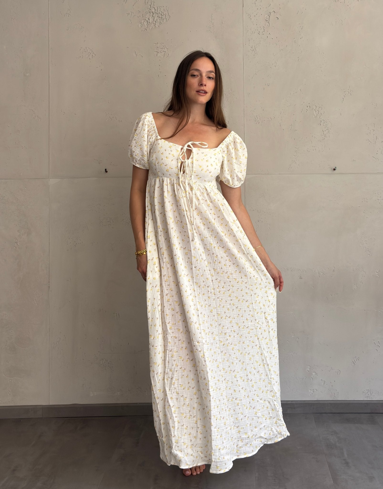 Maxi Musselin Kleid mit Flower - Print - Switch - Fashion