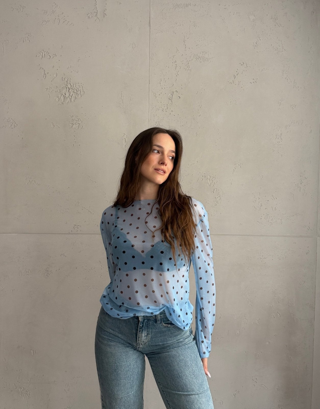 Mesh - Langarmshirt mit Polka Dots - Switch - Fashion