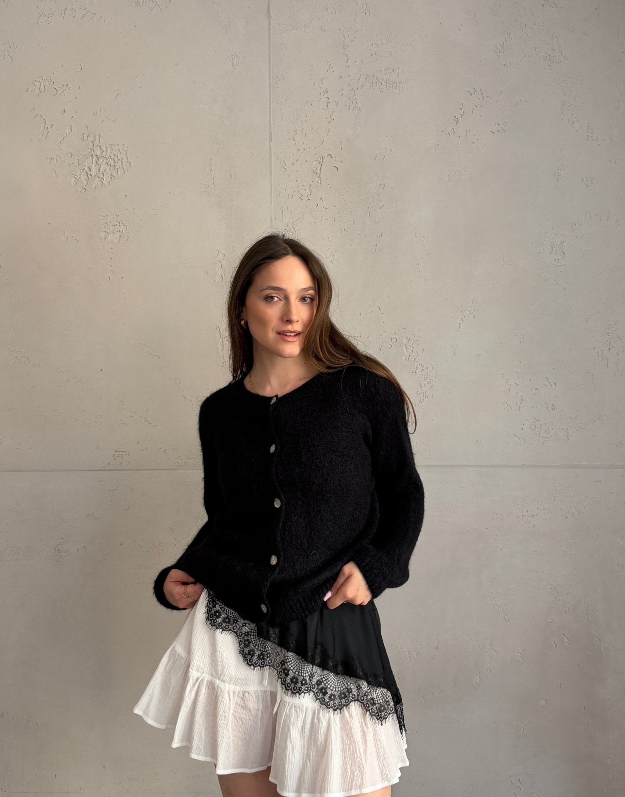 Mohair Strickjacke mit Rundhals - Switch - Fashion